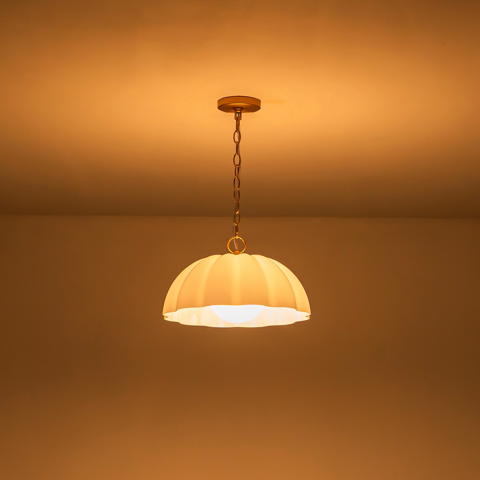 Glowlings 1-Light Modern 16"Wide Opal Glass Dome Pendant Light Island Light