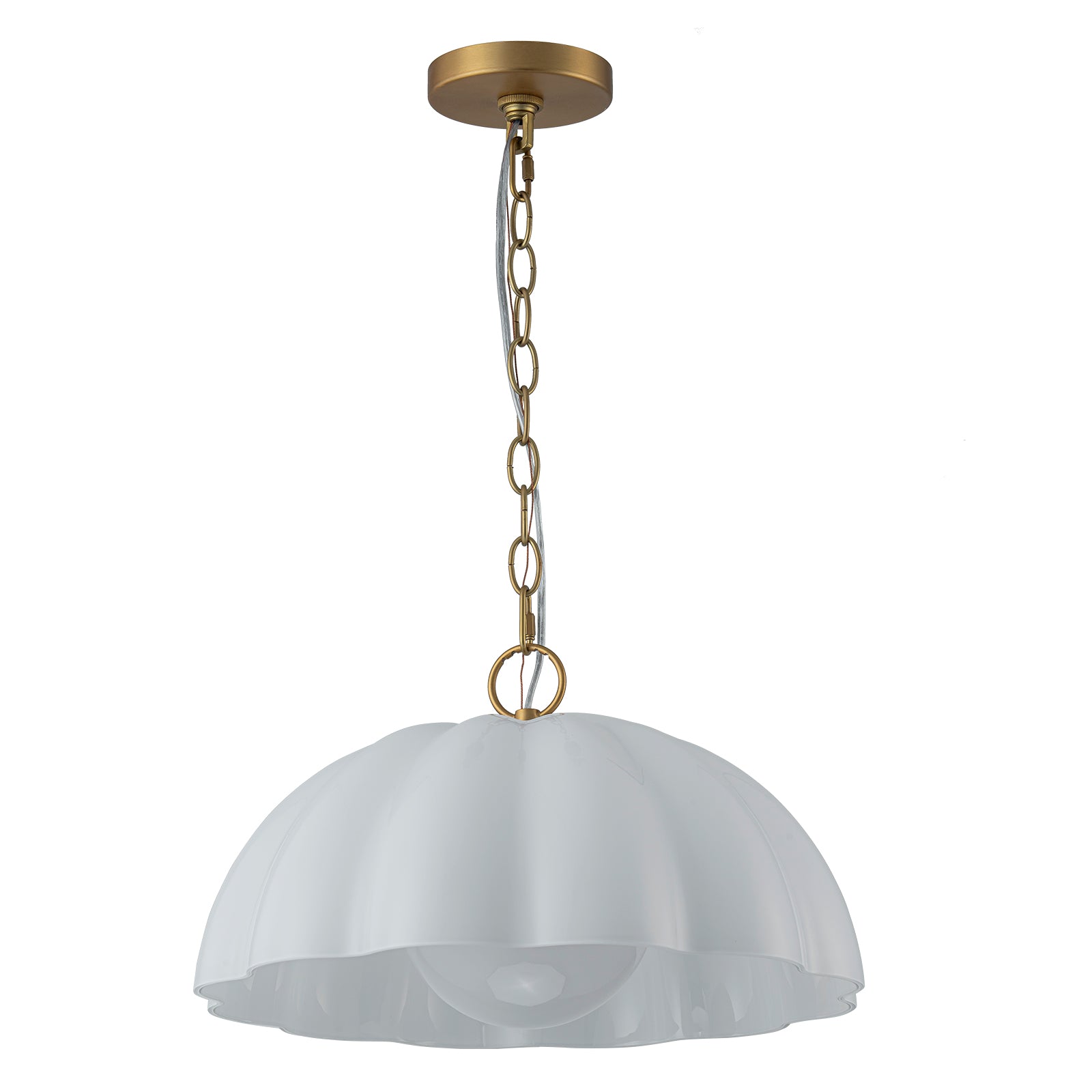 Glowlings 1-Light Modern 16"Wide Opal Glass Dome Pendant Light Island Light