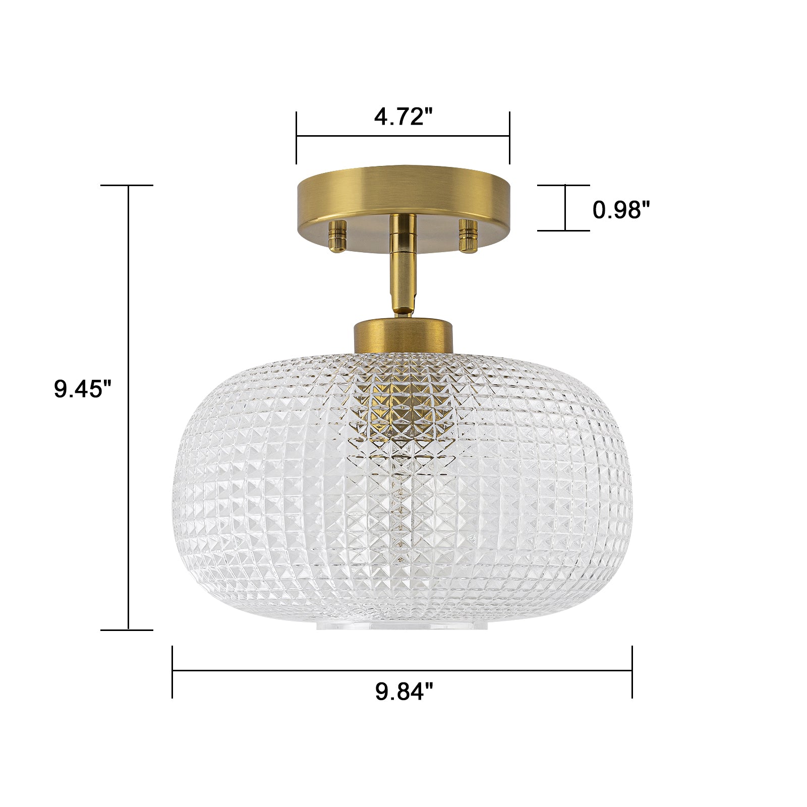 Glowlings 1-Light Modern Prismatic Clear Glass Globe Small Semi Flush Mount