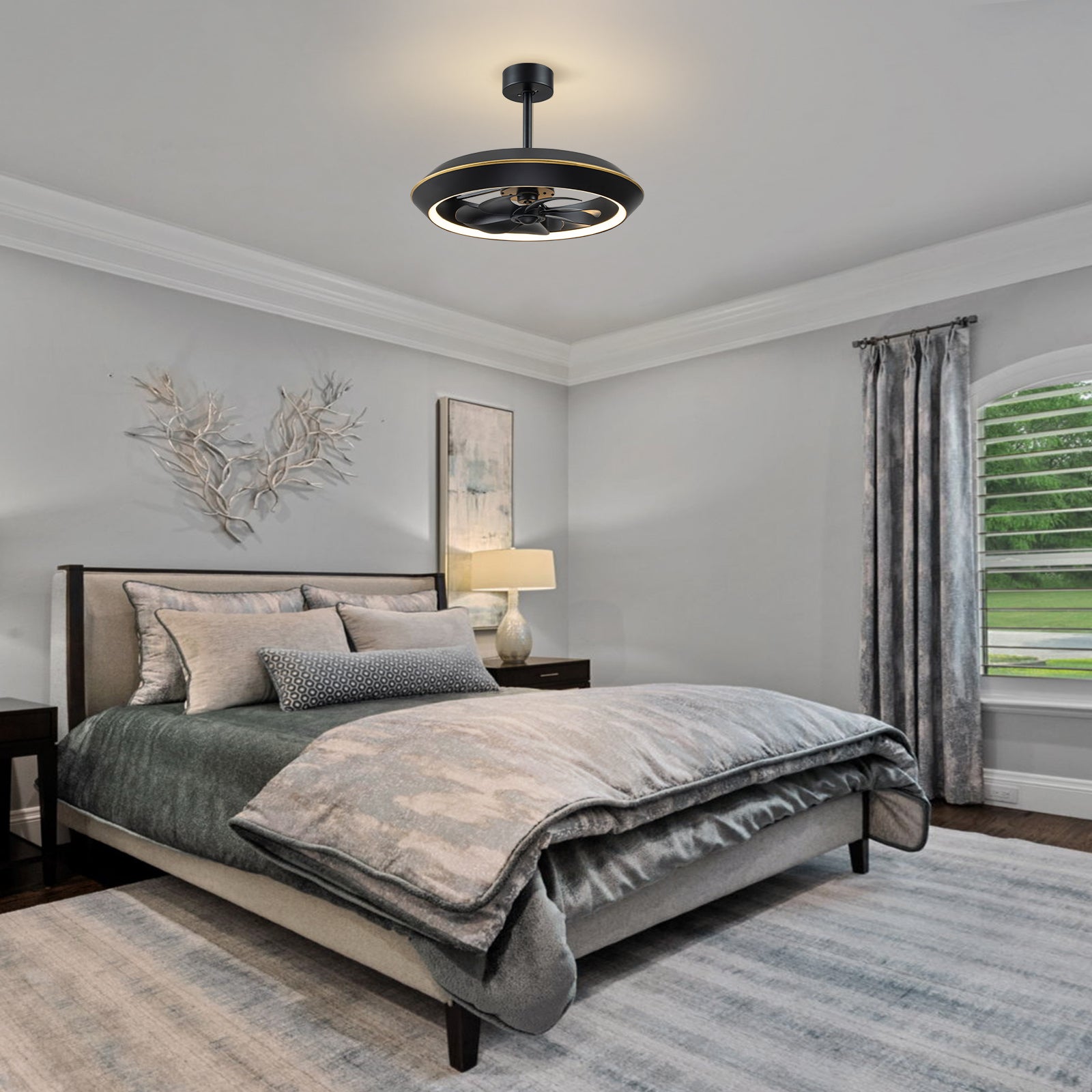 Glowlings 1-Light Modern Stepless Dimming Ring LED Ceiling Fan with Light Remote Control