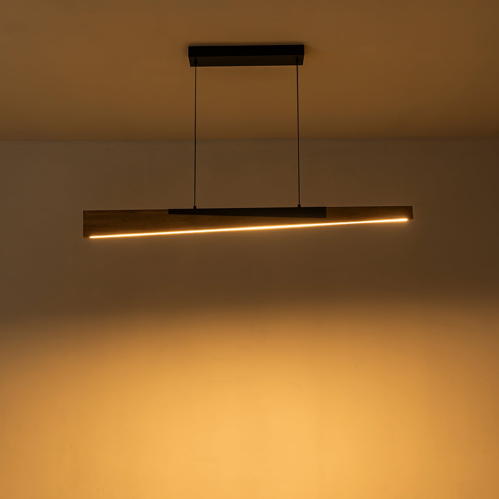 Glowlings 1-Light 49"Wide Modern Tilted Pine Linear LED Wooden Pendant Light Island Light
