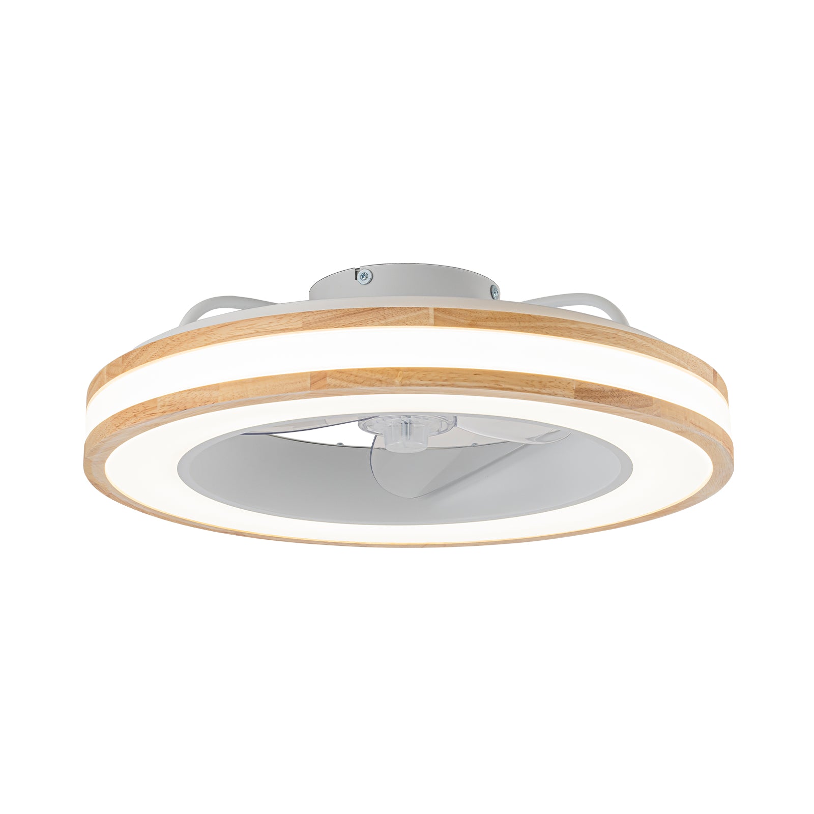 Glowlings 1-Light Natural Wood Grain Low Profile LED Ceiling Fan with Light Fandelier with Remote