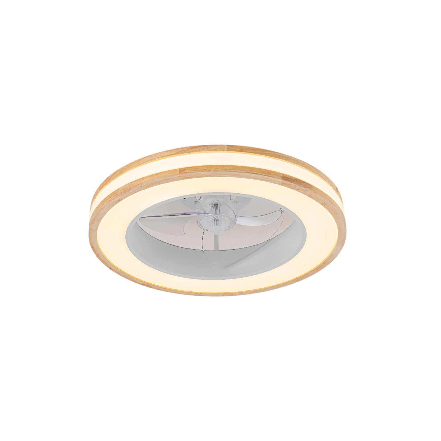 Glowlings 1-Light Natural Wood Grain Low Profile LED Ceiling Fan with Light Fandelier with Remote