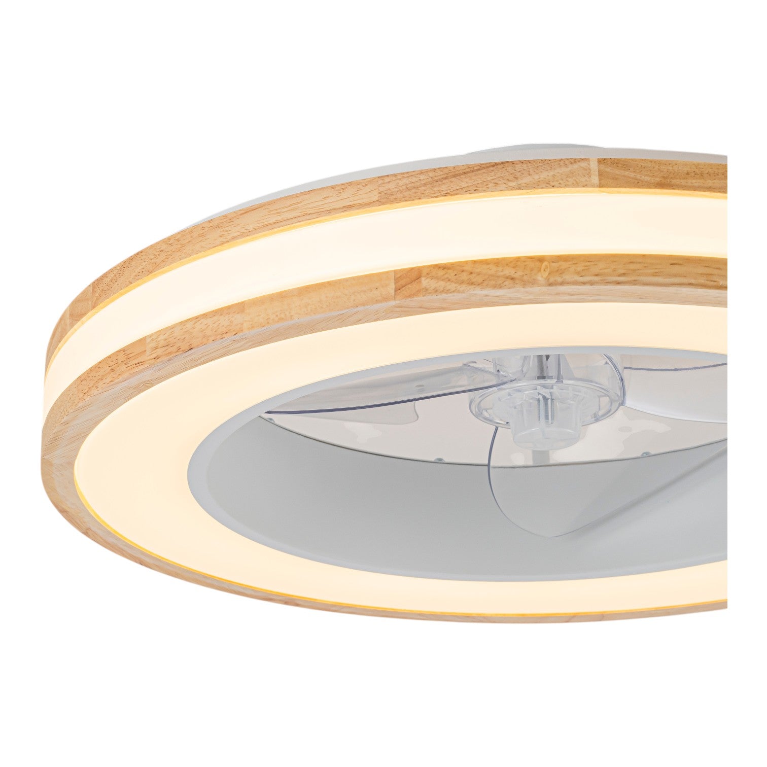 Glowlings 1-Light Natural Wood Grain Low Profile LED Ceiling Fan with Light Fandelier with Remote