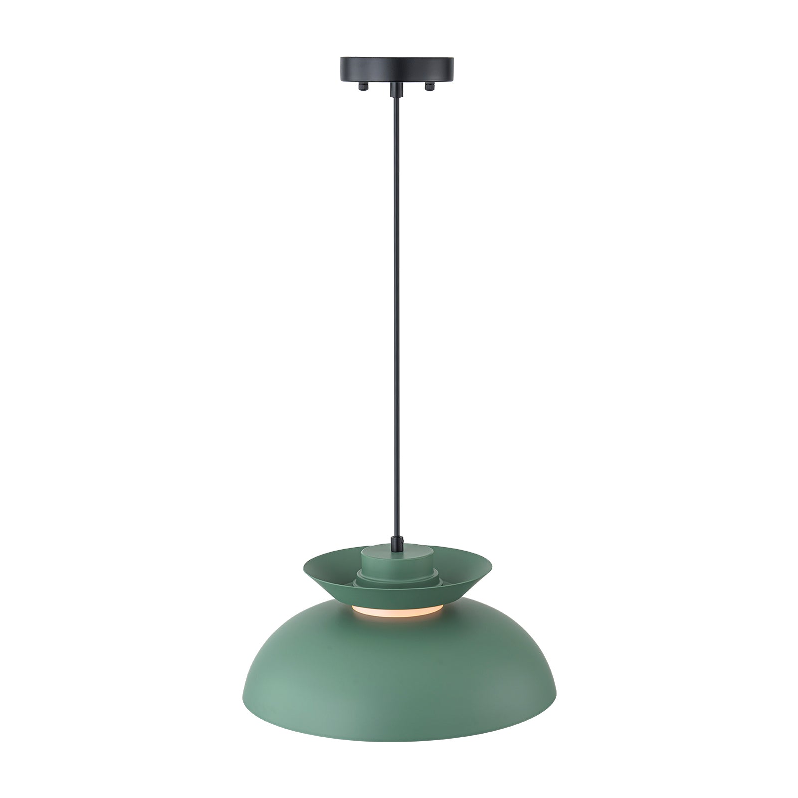 Glowlings 1-Light Nordic Industrial 14"Wide Macaron Green Dome Pendant Light