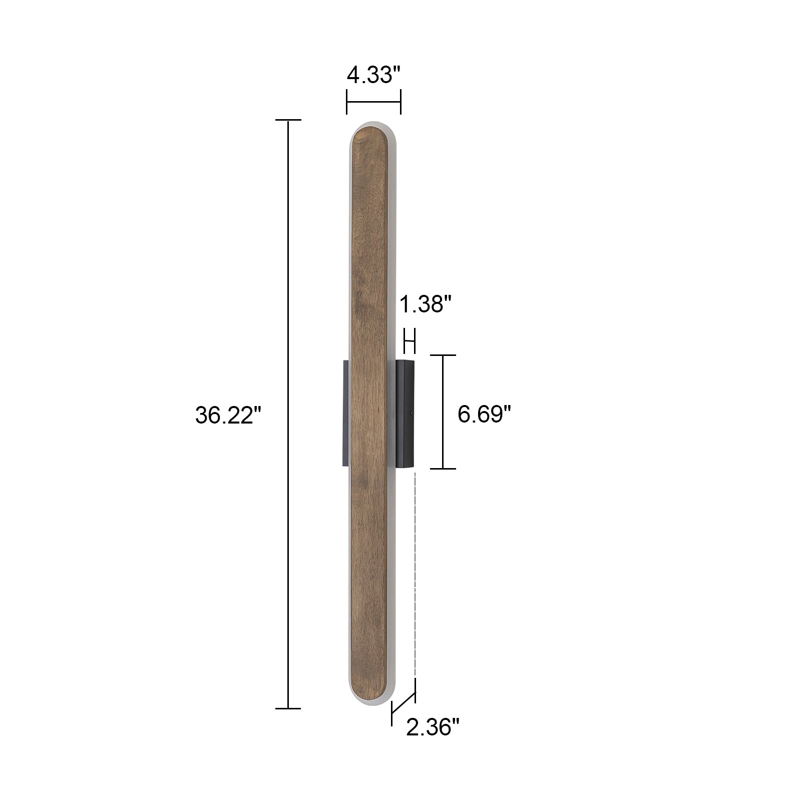 Glowlings 1-Light Organic Modern 36"High Wooden Walnut Finish Linear LED Wall Sconce