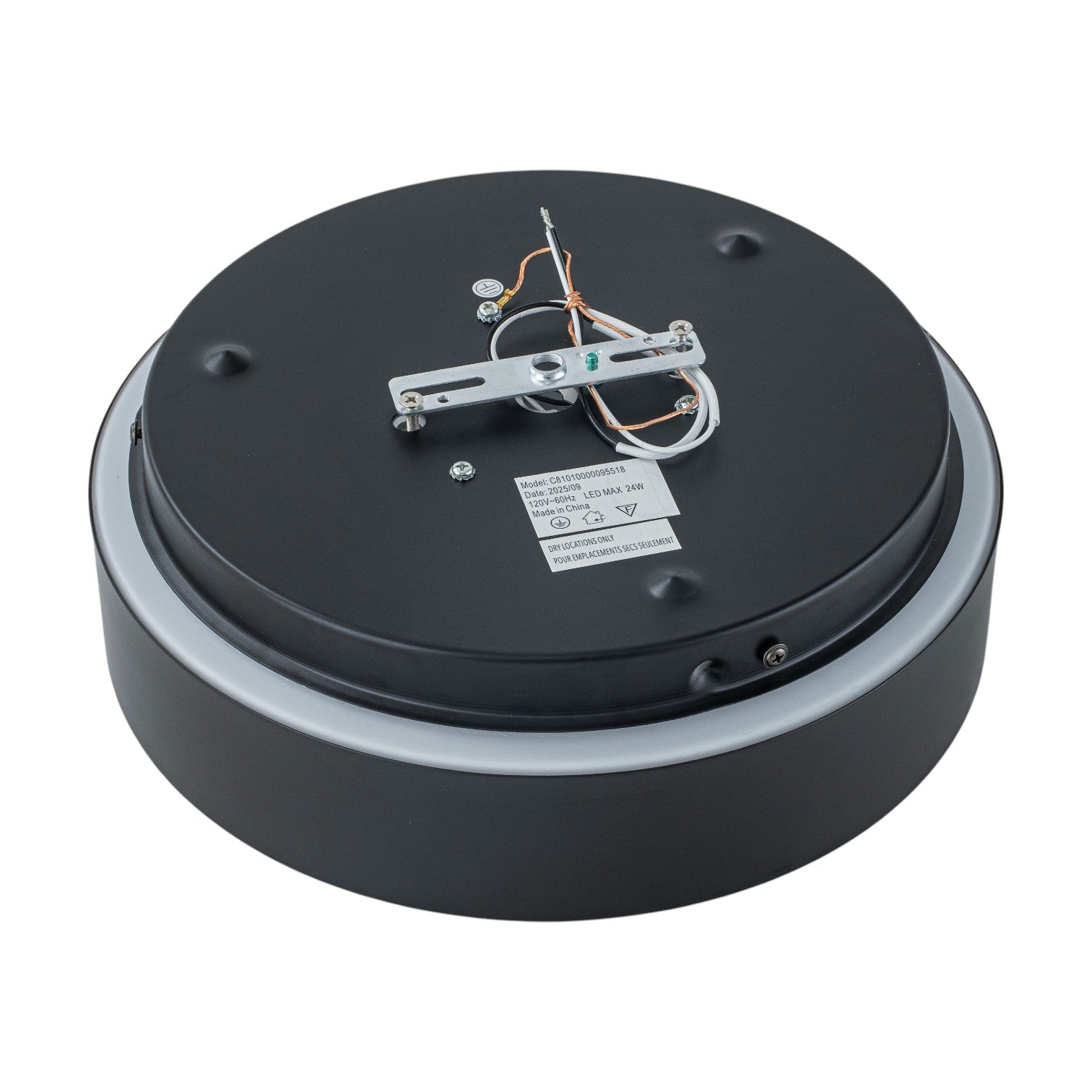 Glowlings 1-Light Modern 11"Wide Black/Warm Satin Gold Round Opal Glass LED Flush Mount with 5-CCT Selectable Switch