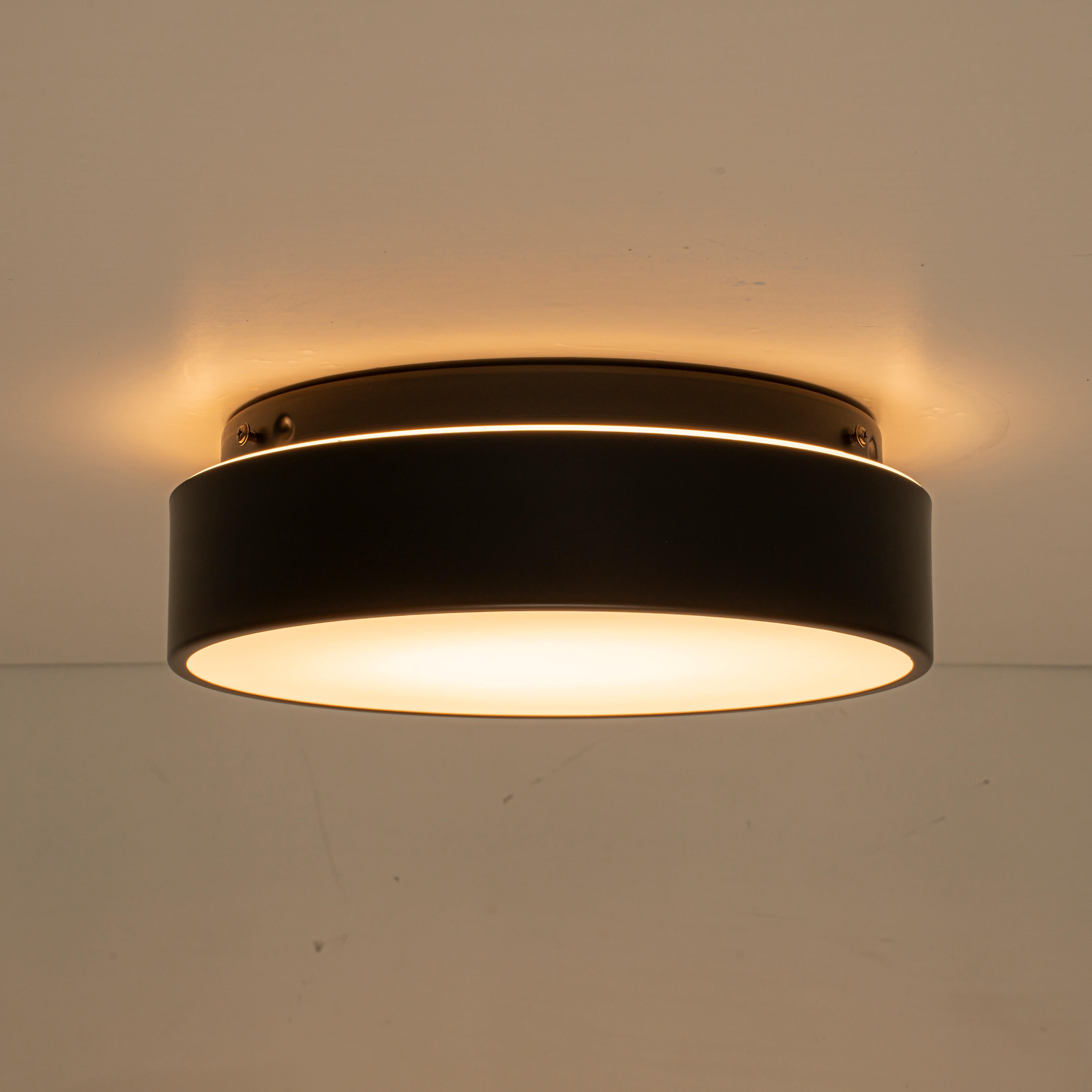 Glowlings 1-Light Modern 11"Wide Black/Warm Satin Gold Round Opal Glass LED Flush Mount with 5-CCT Selectable Switch
