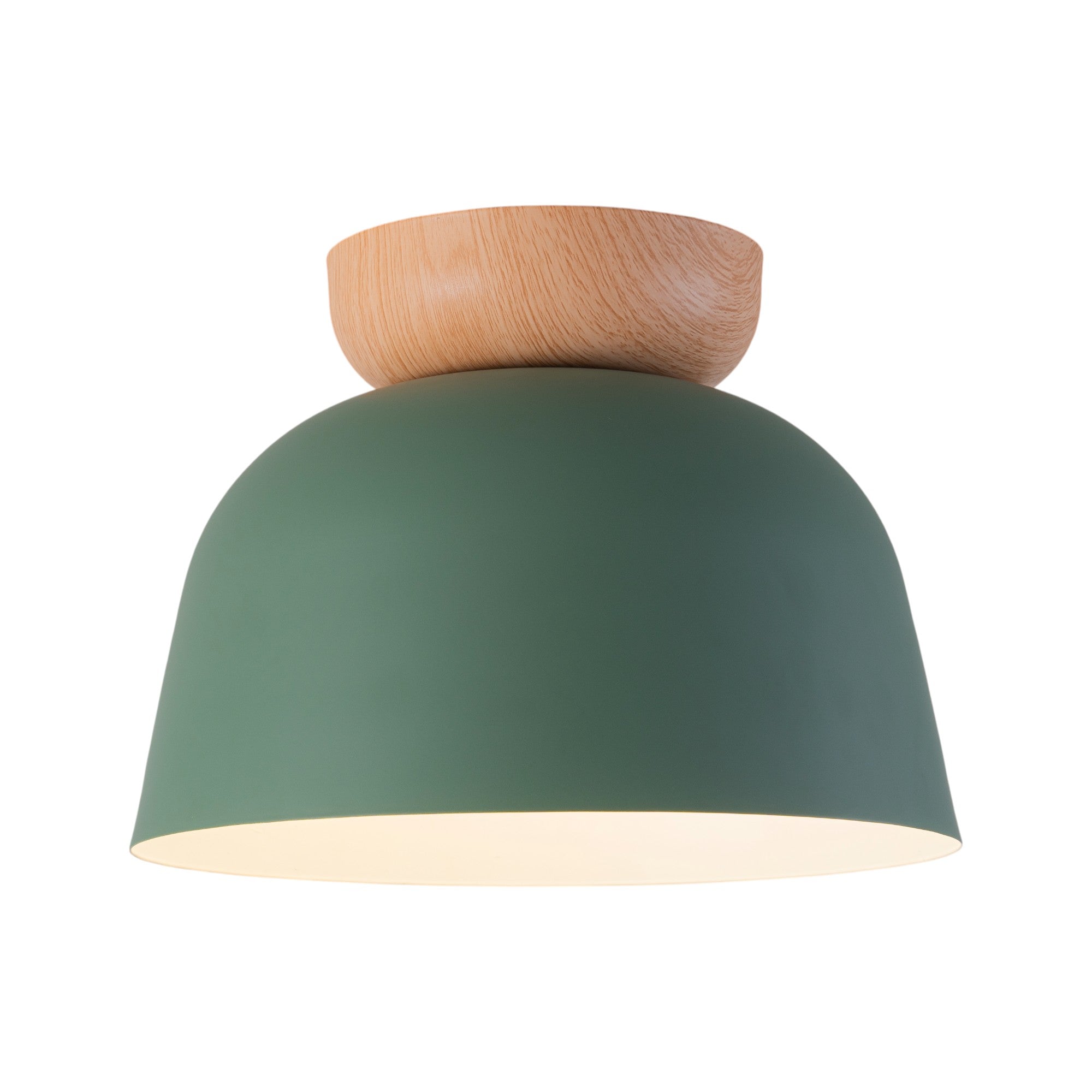 Glowlings 1-Light Modern 11"Wide Blue/Green Small Dome Wood Flush Mount Celiling Light