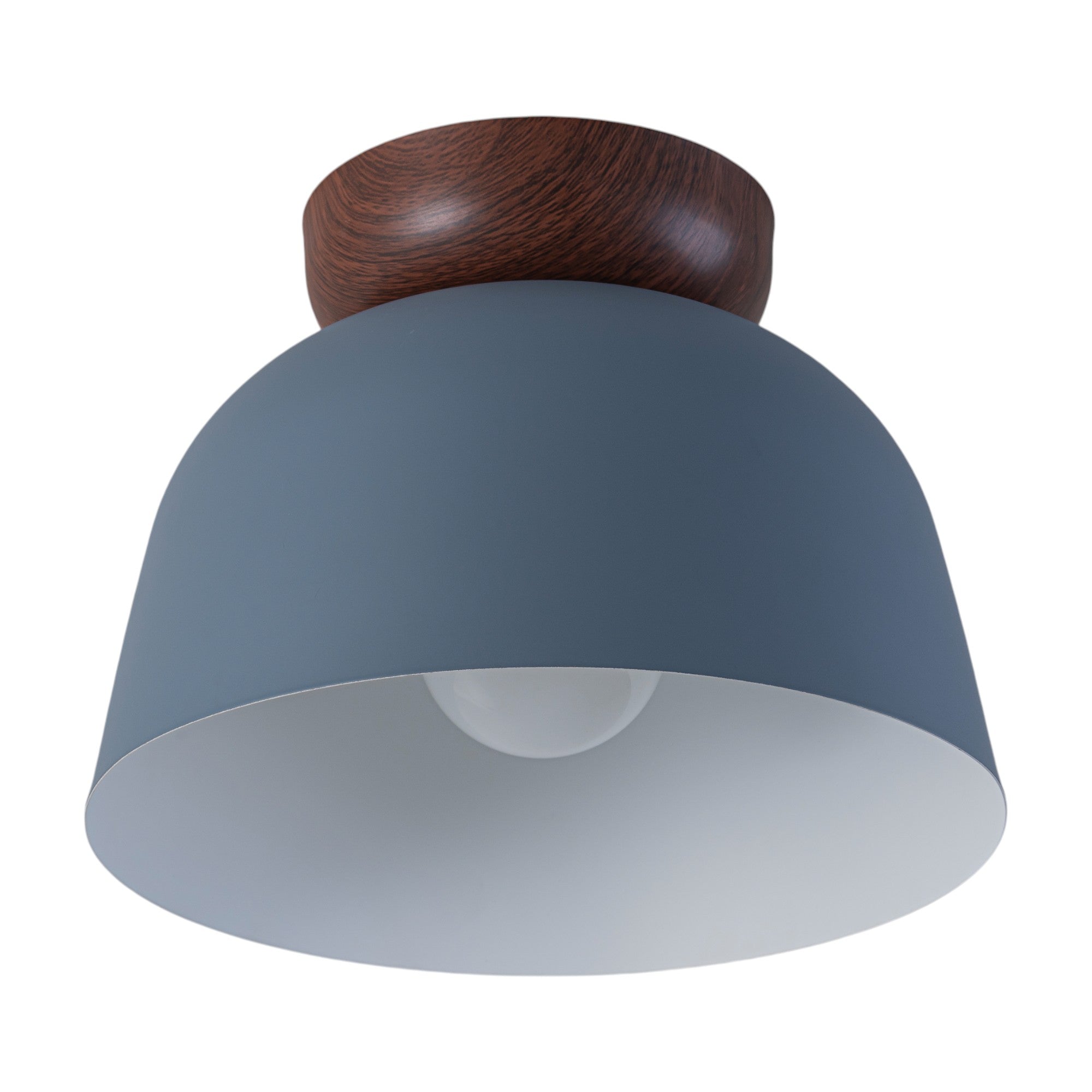 Glowlings 1-Light Modern 11"Wide Blue/Green Small Dome Wood Flush Mount Celiling Light