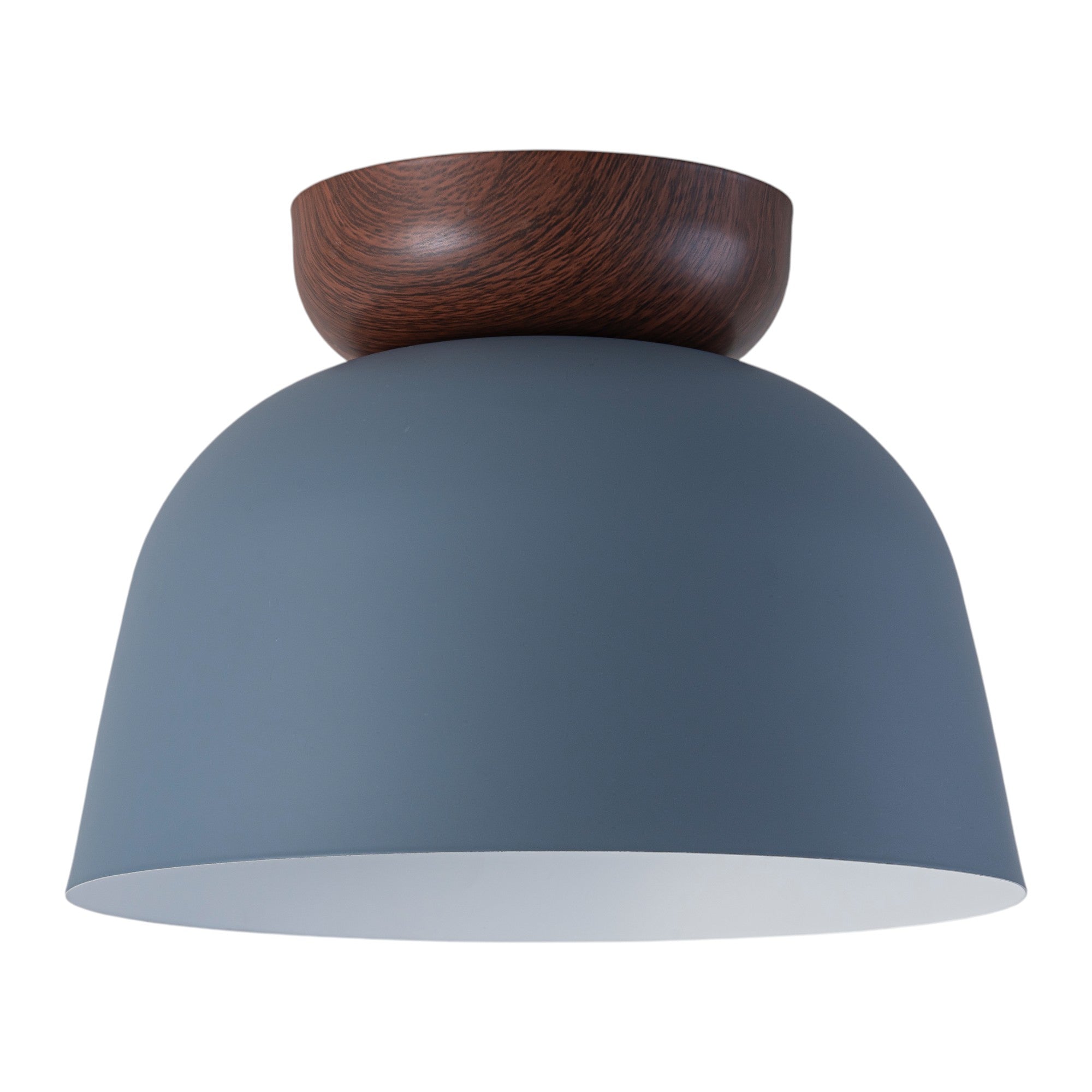 Glowlings 1-Light Modern 11"Wide Blue/Green Small Dome Wood Flush Mount Celiling Light