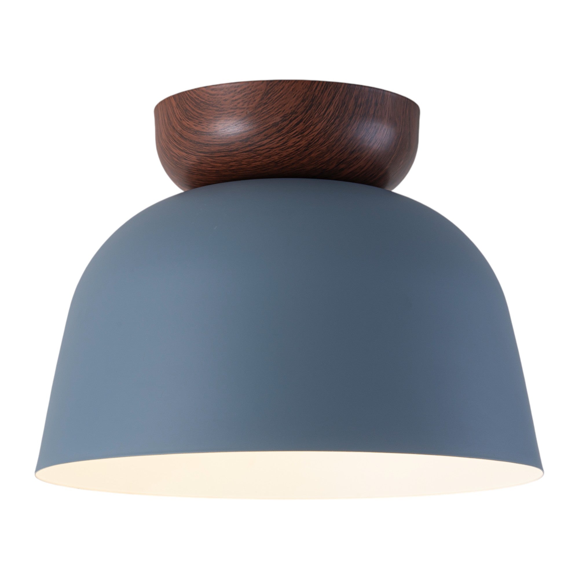 Glowlings 1-Light Modern 11"Wide Blue/Green Small Dome Wood Flush Mount Celiling Light