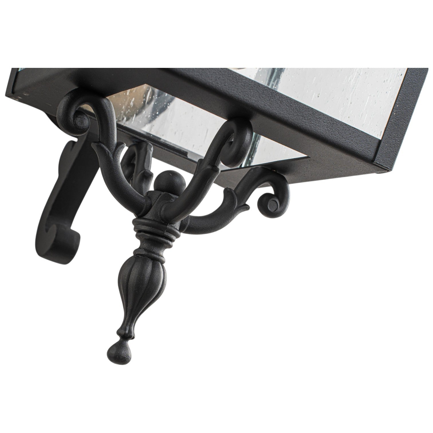 Glowlings 1-Light Traditional Lantern Outdoor Wall Sconce with Seeded Glass and Scroll Accent
