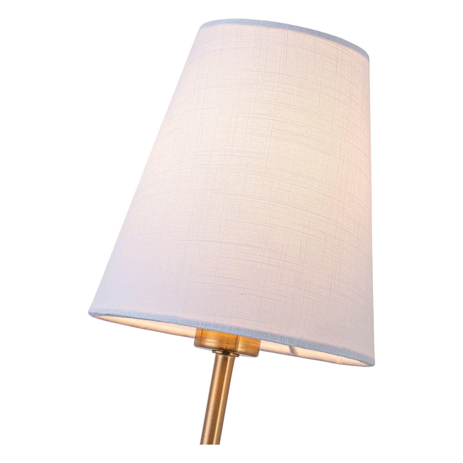 Glowlings 1-Light Vintage Antique Brass Cone Fabric Wall Sconce with Natural Stone Accent