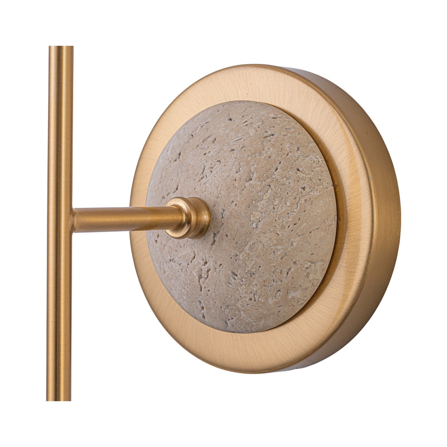 Glowlings 1-Light Vintage Antique Brass Cone Fabric Wall Sconce with Natural Stone Accent