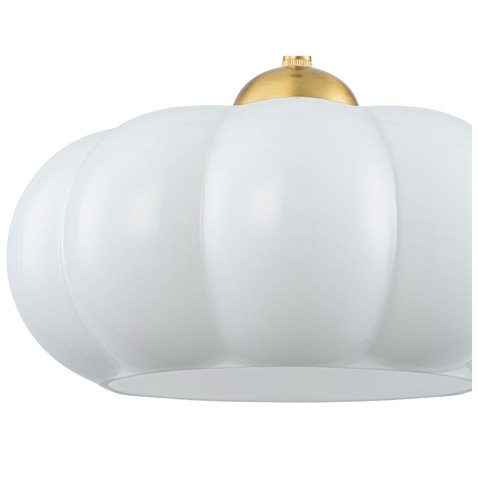 Glowlings 1-Light 10"Wide Vintage Antique Brass Opal Glass Pumpkin Small Pendant Light