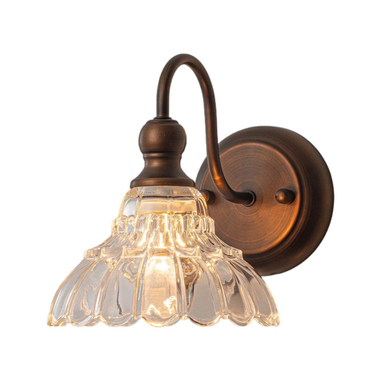 Glowlings 3/4-flammige Badezimmer-Waschtischleuchte im Vintage-Stil, Antik-Bronze, Glas, blumenförmig, über dem Spiegel