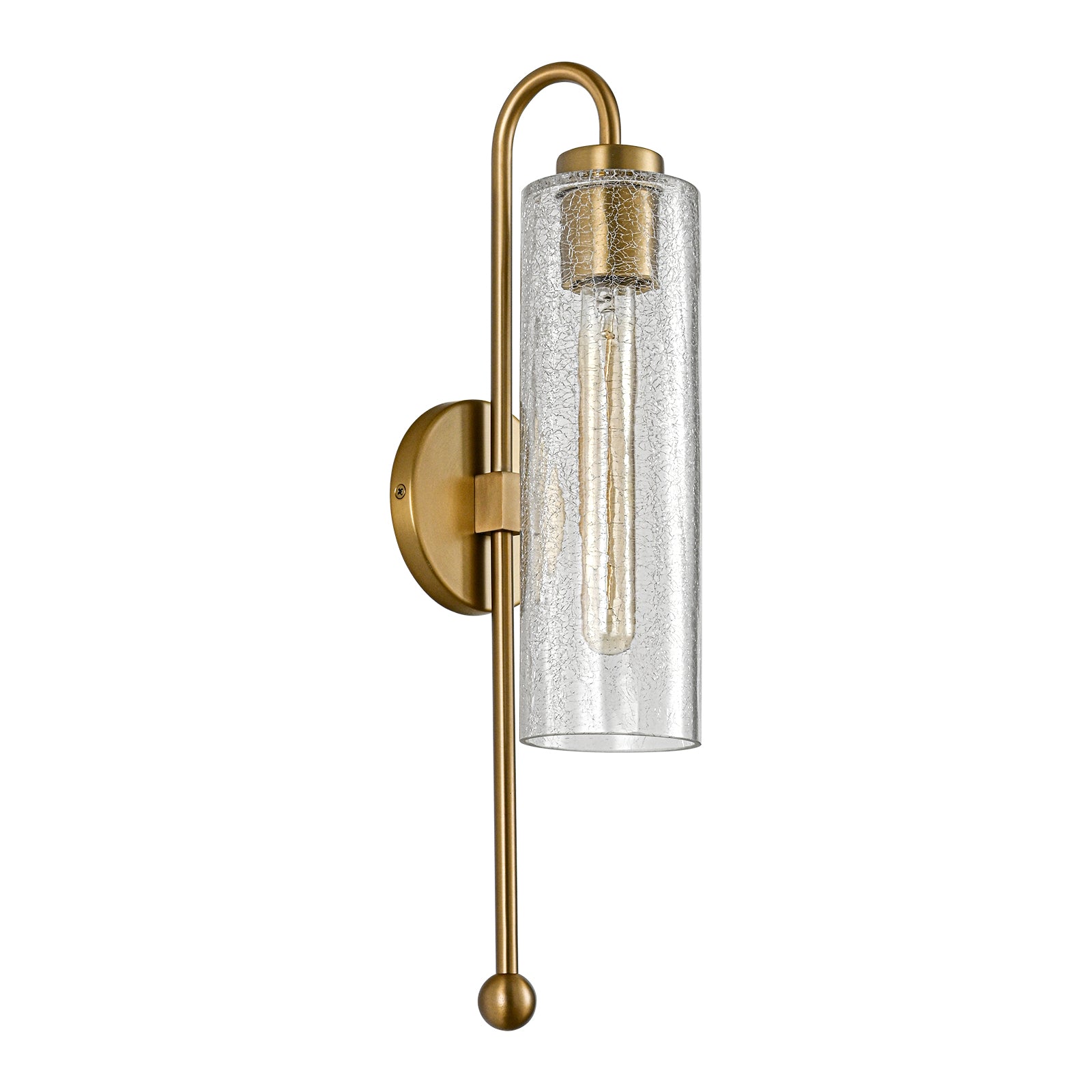 Glowlings 1-Light Vintage Crackle Glass Antique Brass Wall Sconce Bathroom Vanity Light