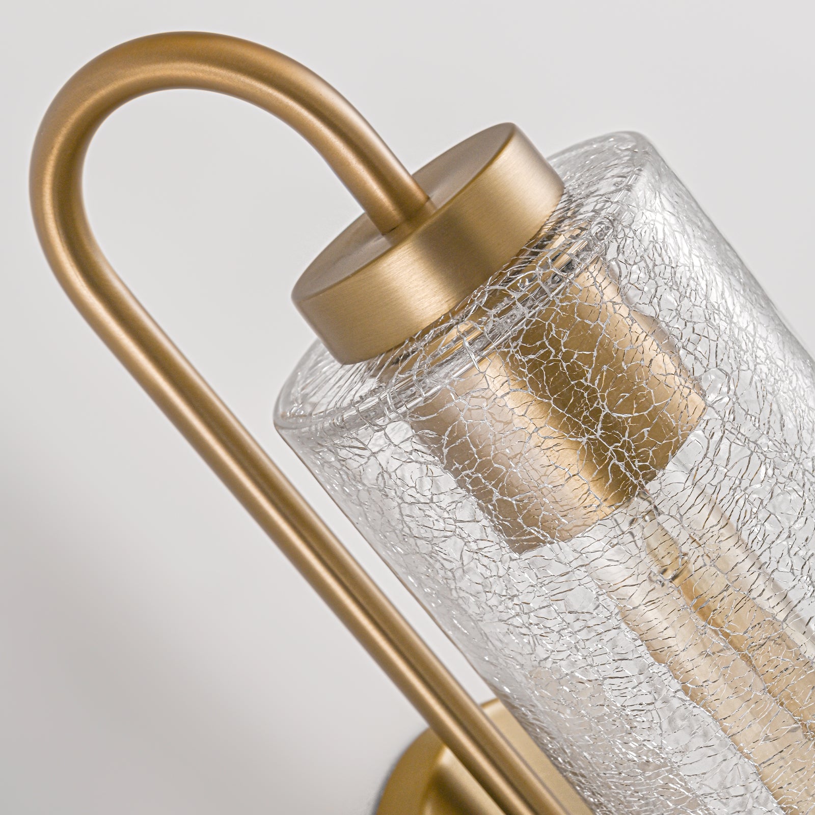 Glowlings 1-Light Vintage Crackle Glass Antique Brass Wall Sconce Bathroom Vanity Light