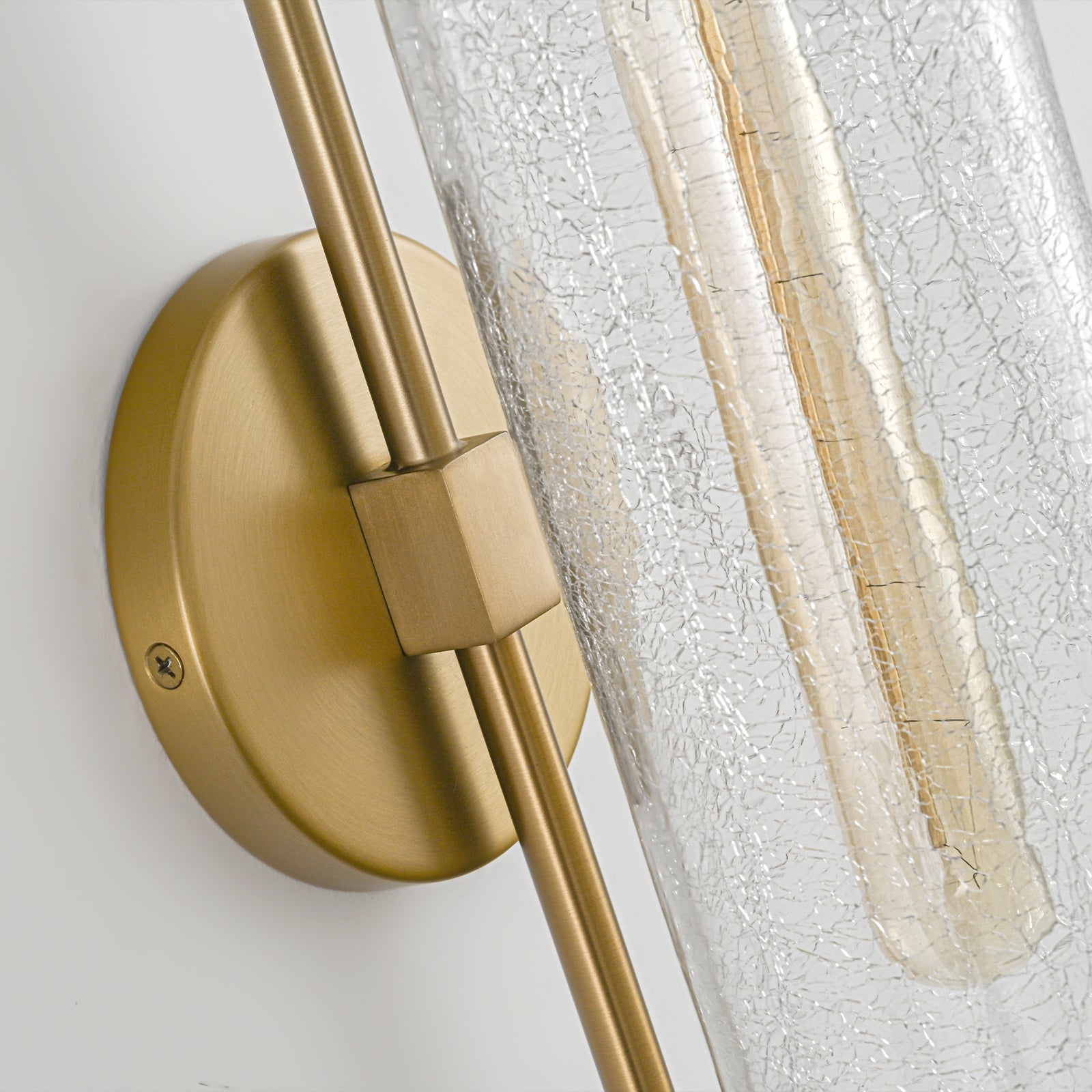 Glowlings 1-Light Vintage Crackle Glass Antique Brass Wall Sconce Bathroom Vanity Light