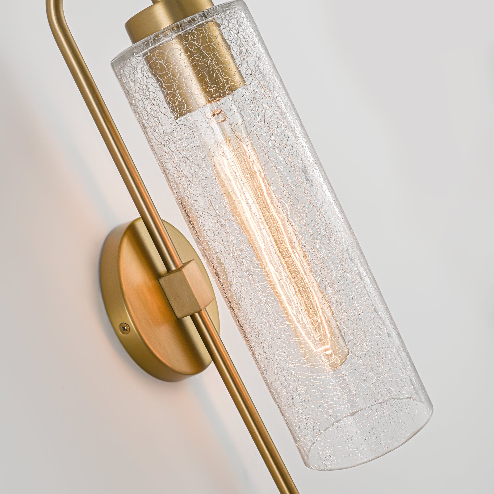 Glowlings 1-Light Vintage Crackle Glass Antique Brass Wall Sconce Bathroom Vanity Light