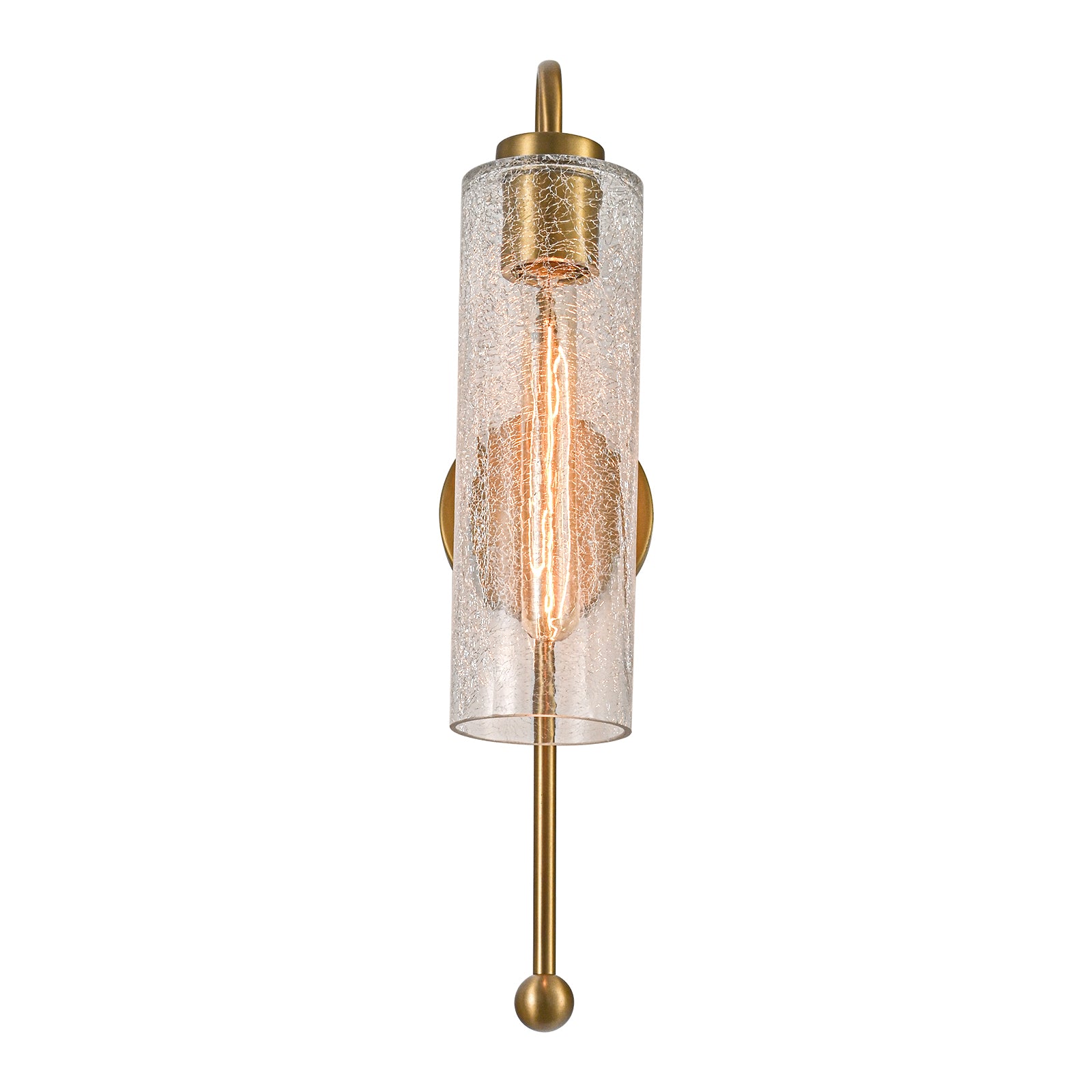 Glowlings 1-Light Vintage Crackle Glass Antique Brass Wall Sconce Bathroom Vanity Light