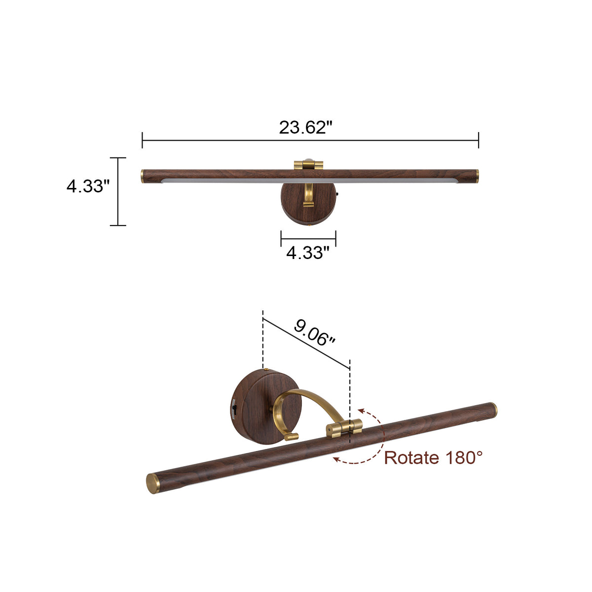 Glowlings 1-Light Vintage 24"Wide 3000/4500/6000K LED Picture Light with 3-CCT Selectable Switch