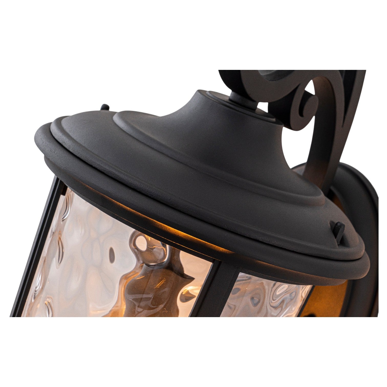 Glowlings 1-Light Vintage 21"High Matte Black IP23 Rippled Glass Outdoor Wall Sconce