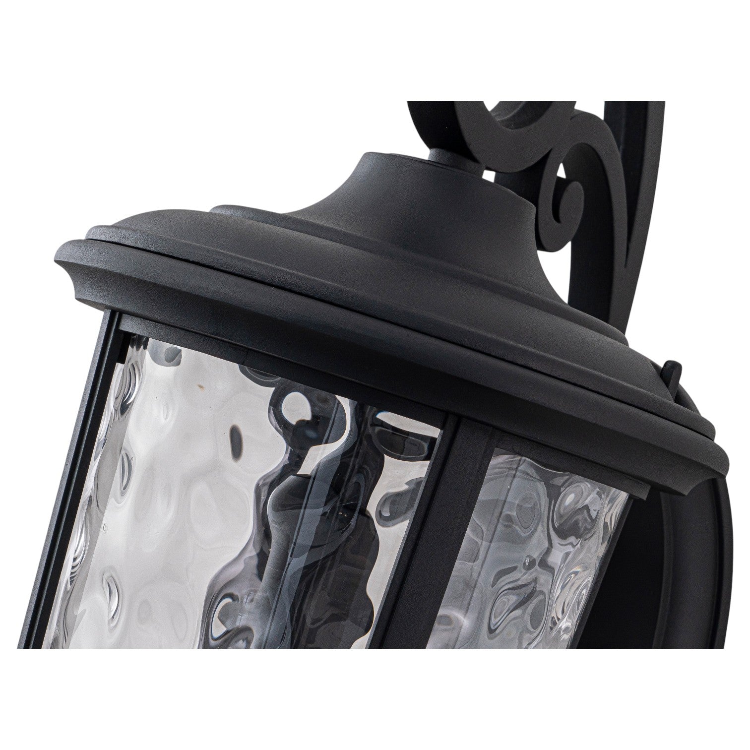 Glowlings 1-Light Vintage 21"High Matte Black IP23 Rippled Glass Outdoor Wall Sconce