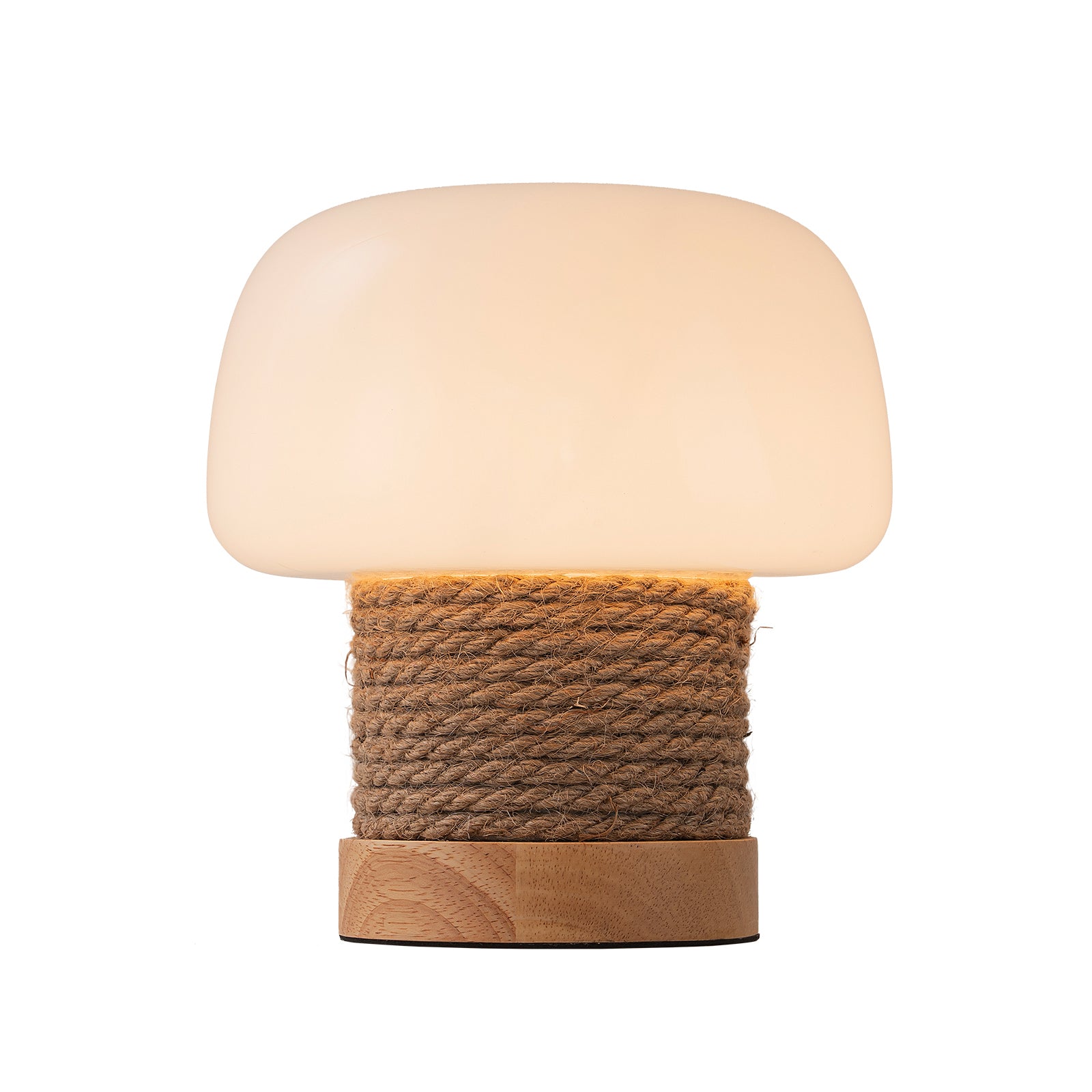 Glowlings 1-Light Vintage Mushroom Glass Wooden Small Table Lamp Night Light