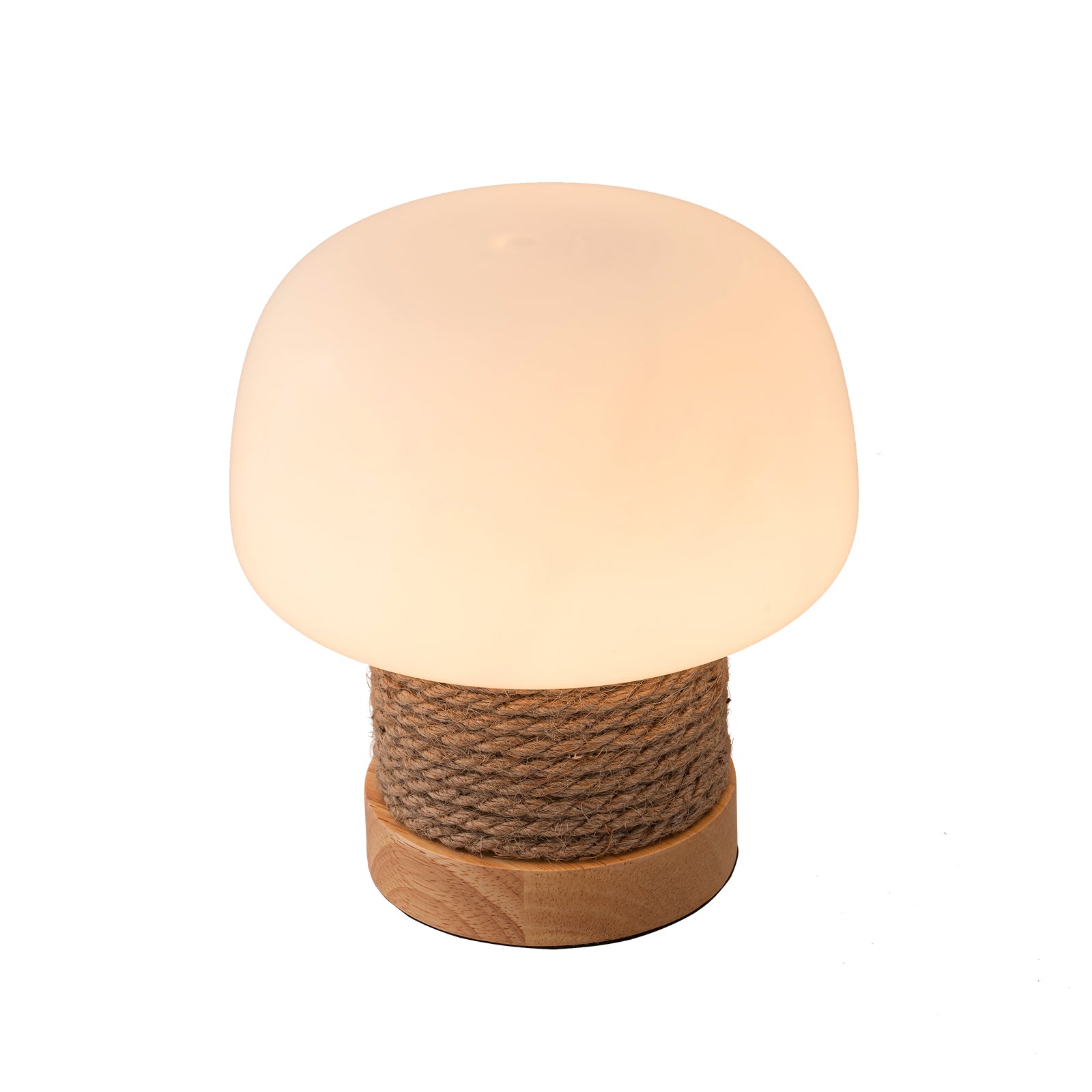 Glowlings 1-Light Vintage Mushroom Glass Wooden Small Table Lamp Night Light