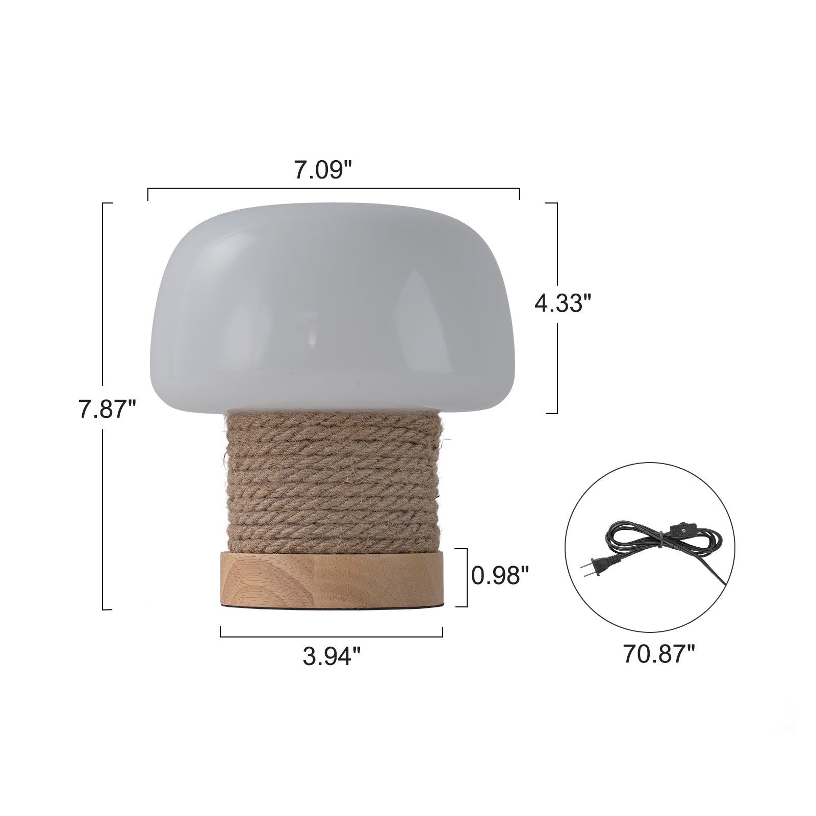 Glowlings 1-Light Vintage Mushroom Glass Wooden Small Table Lamp Night Light