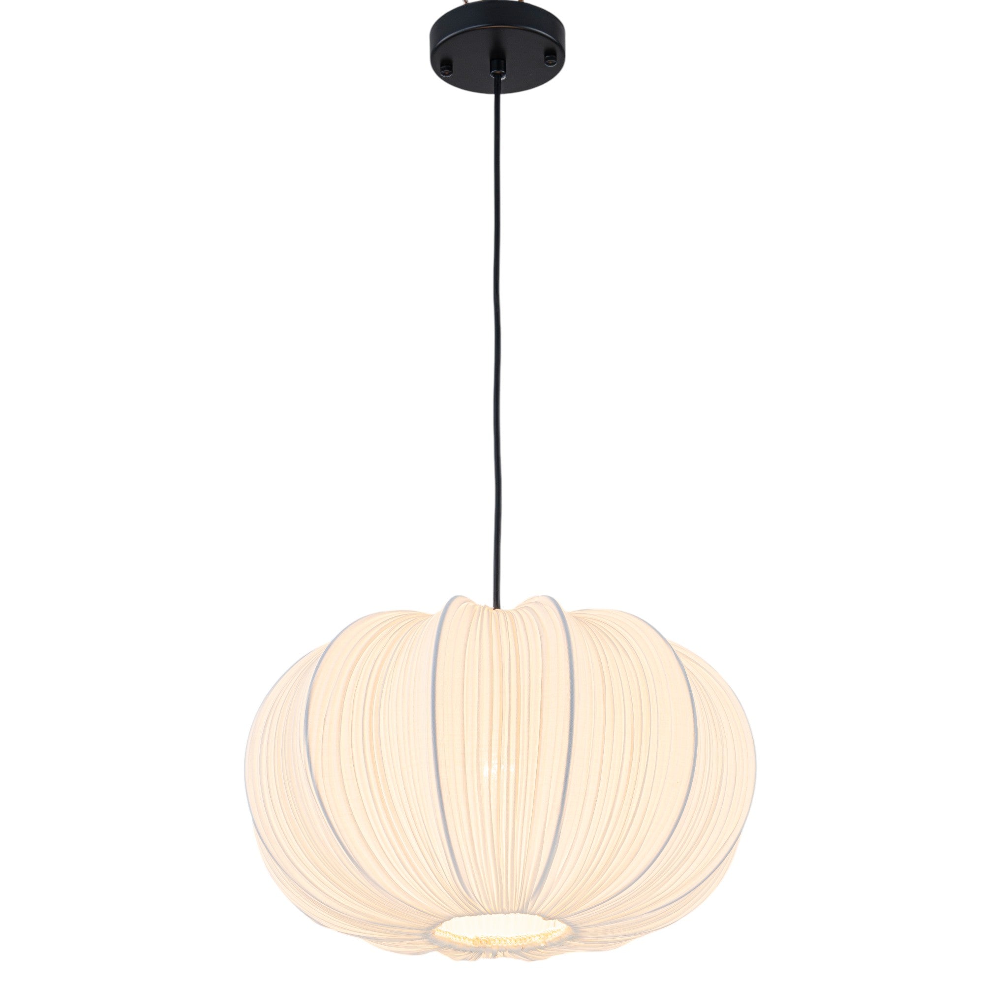 Glowlings 1-Light Vintage 16"Wide Pleated White Fabric Shade Chandelier