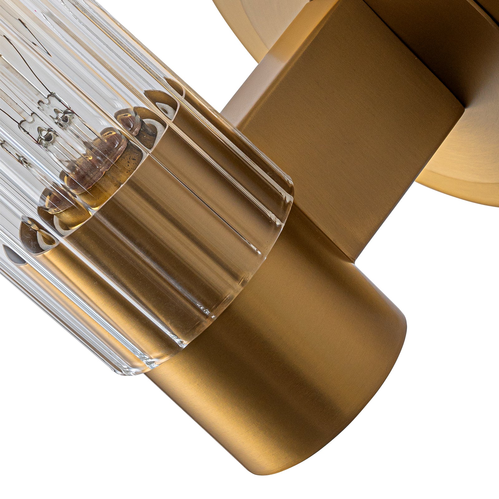 Glowlings 1-Light Vintage Ribbed Clear Glass Antique Brass Wall Sconce Bathroom Vanity Light