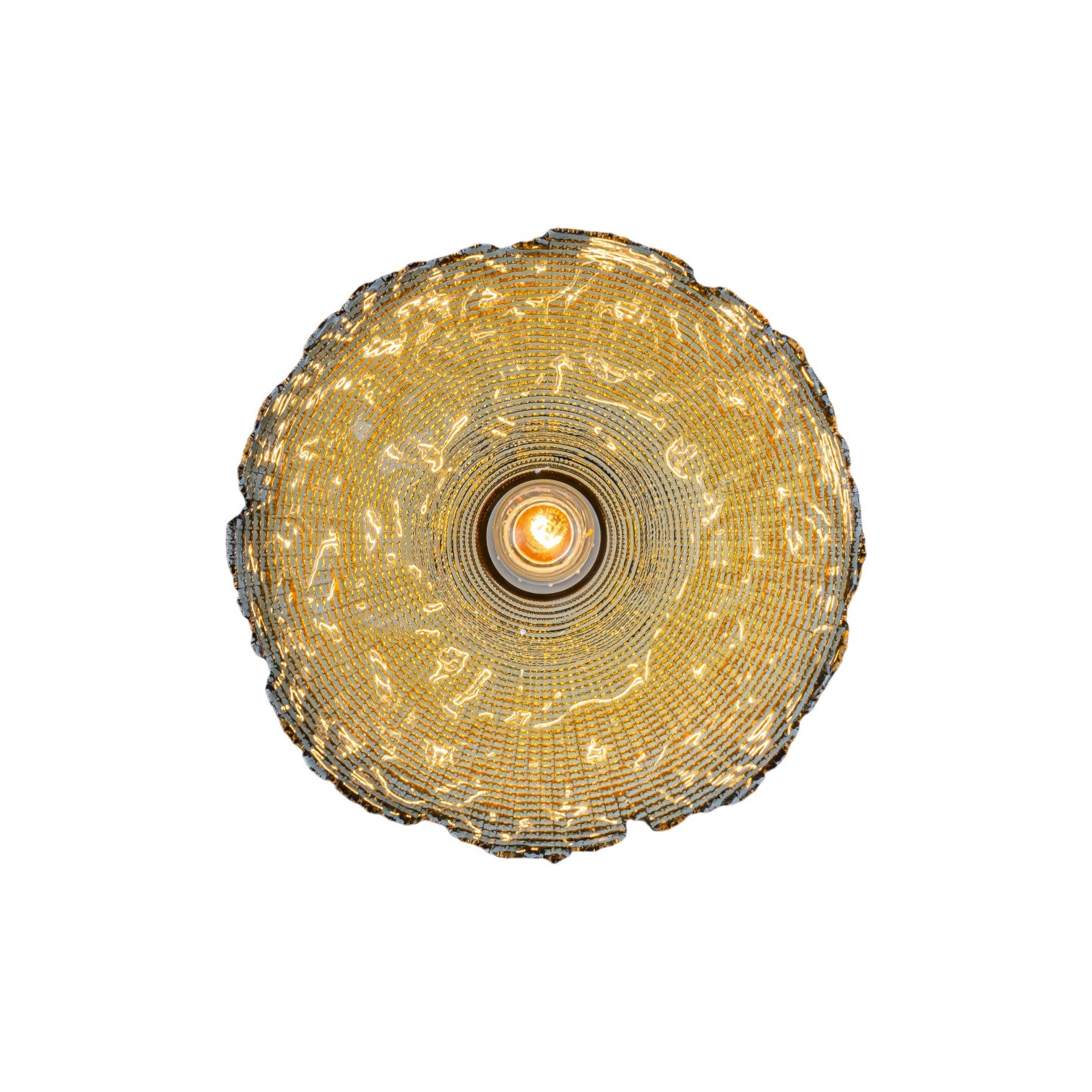 Glowlings 1-Light Vintage Textured Amber Glass Dome Pendant Light with Wood Accent