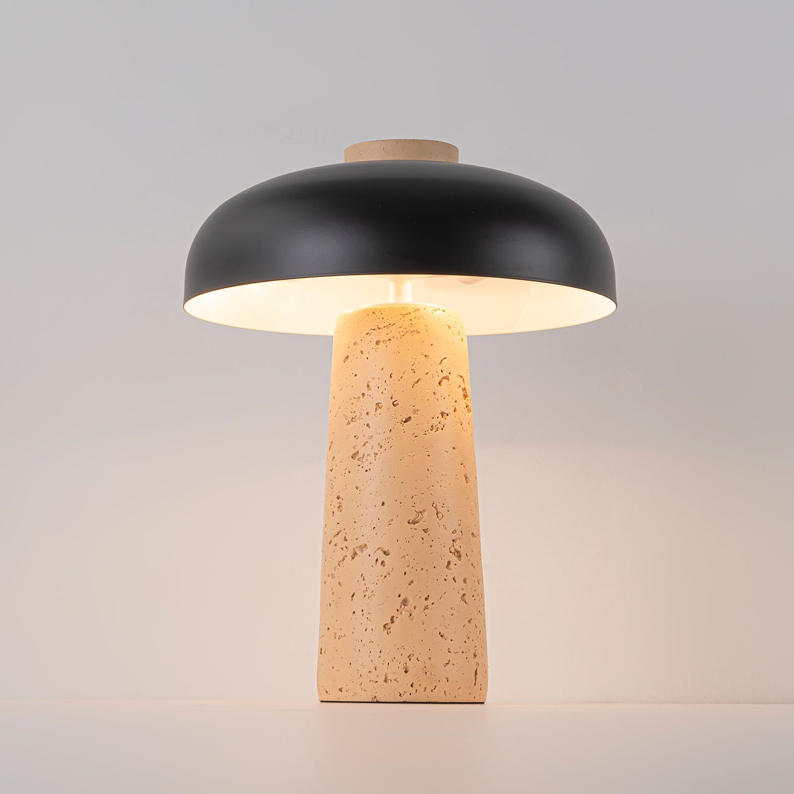 Glowlings 2-Light Black Natural Mushroom Stone Small Side Table Lamp
