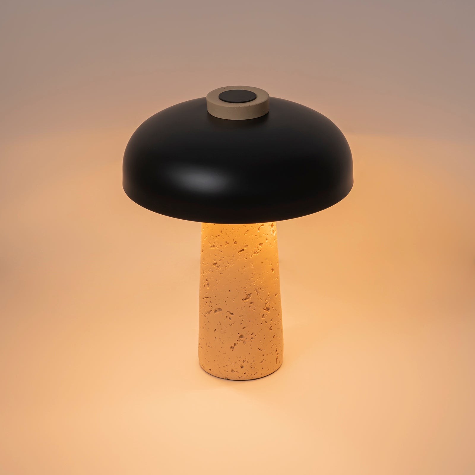 Glowlings 2-Light Black Natural Mushroom Stone Small Side Table Lamp