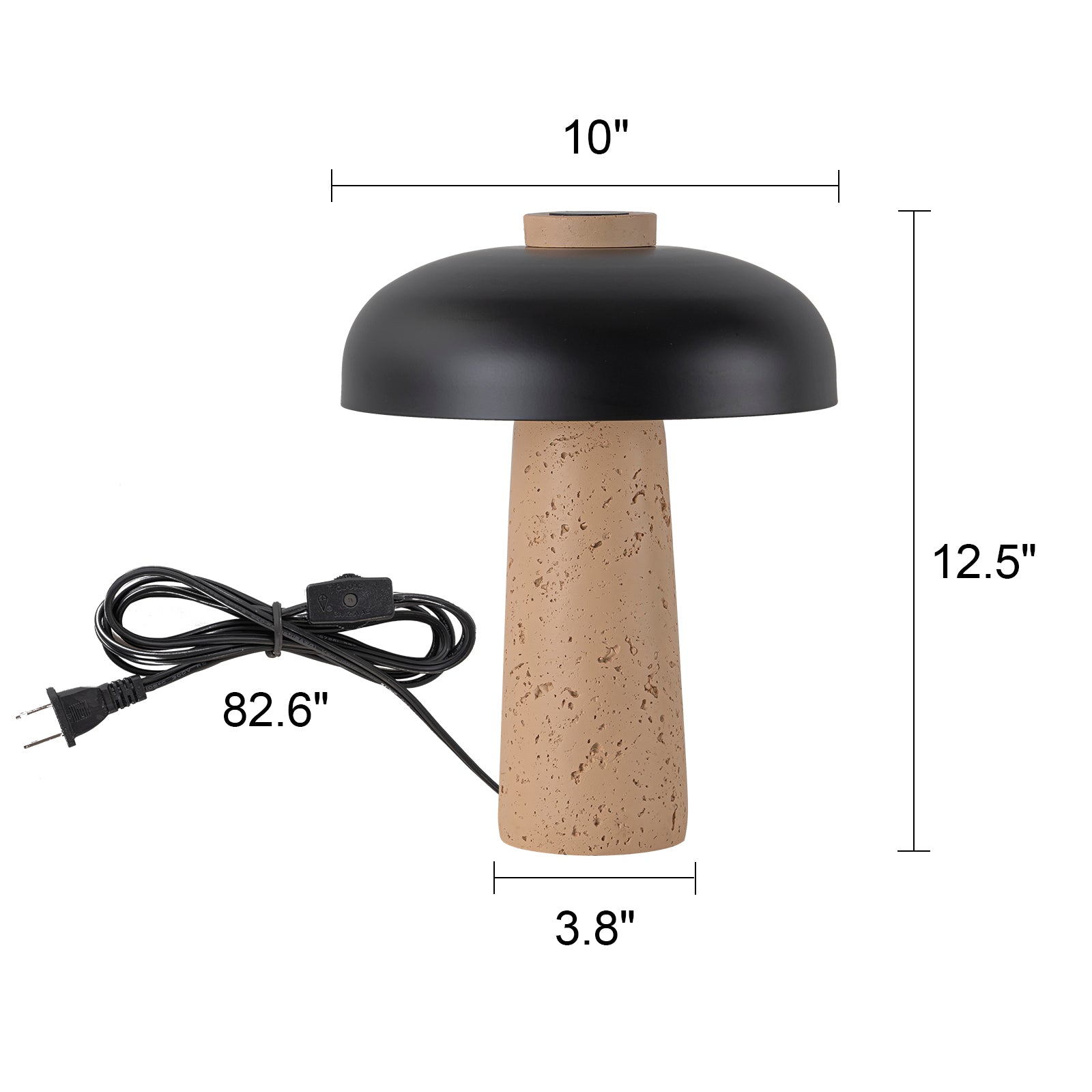 Glowlings 2-Light Black Natural Mushroom Stone Small Side Table Lamp