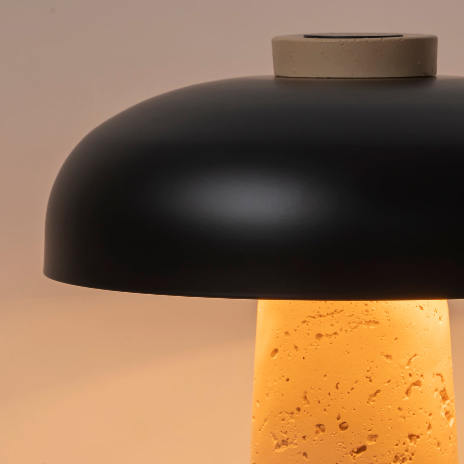 Glowlings 2-Light Black Natural Mushroom Stone Small Side Table Lamp