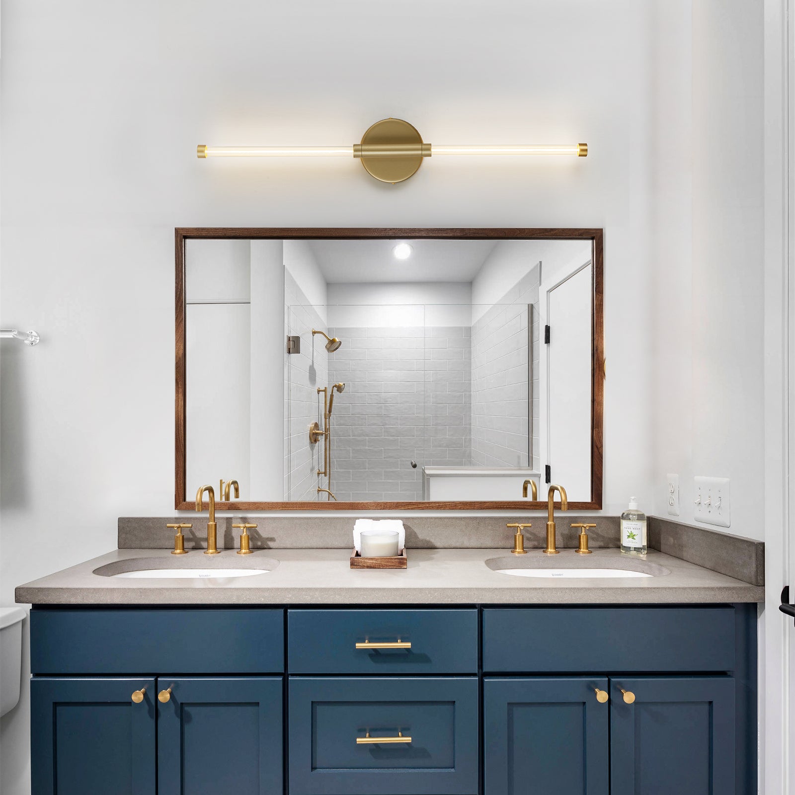 Glowlings 2-Light Brass Clear Glass LED Bathroom Vanity Light Wall Sconce