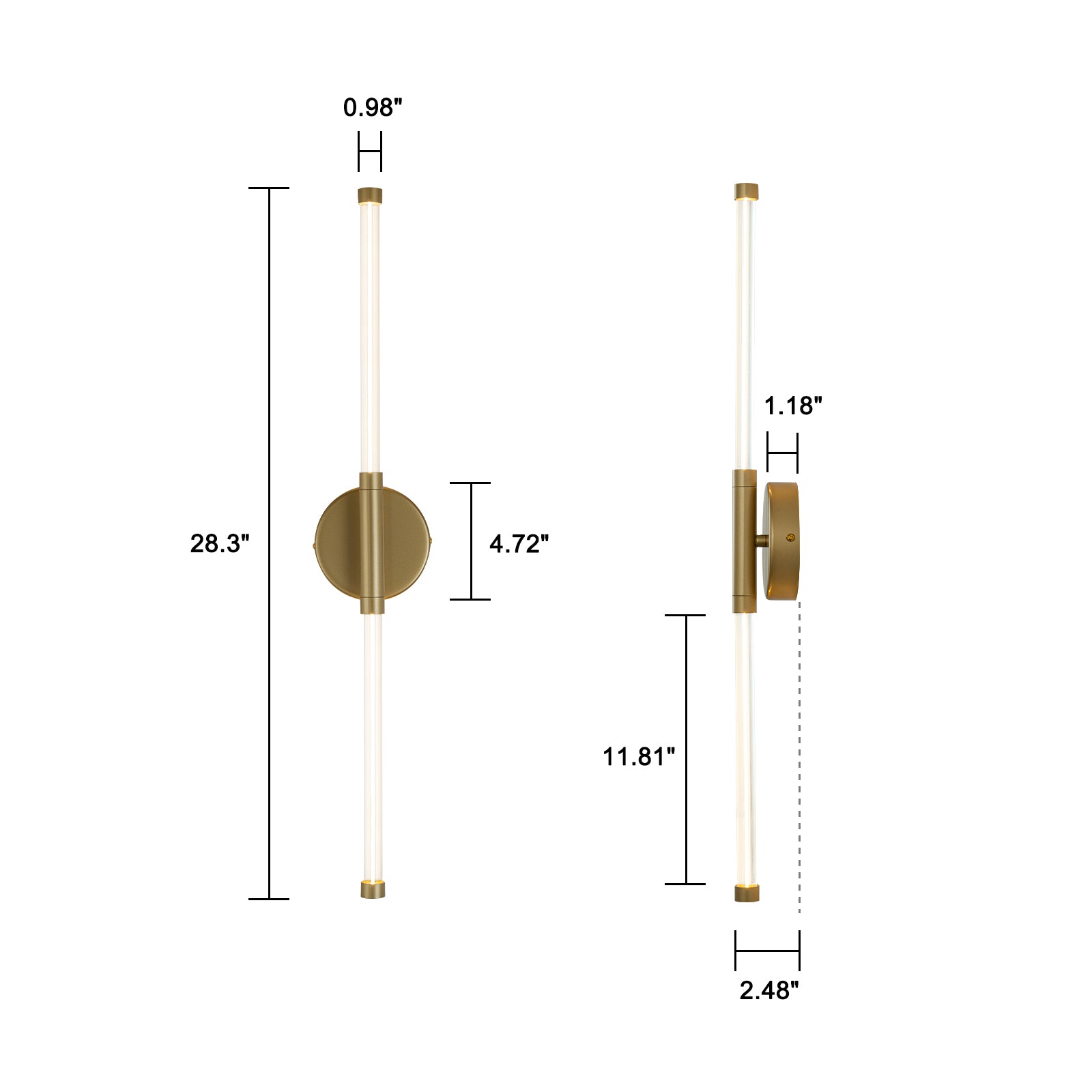 Glowlings 2-Light Brass Clear Glass LED Bathroom Vanity Light Wall Sconce