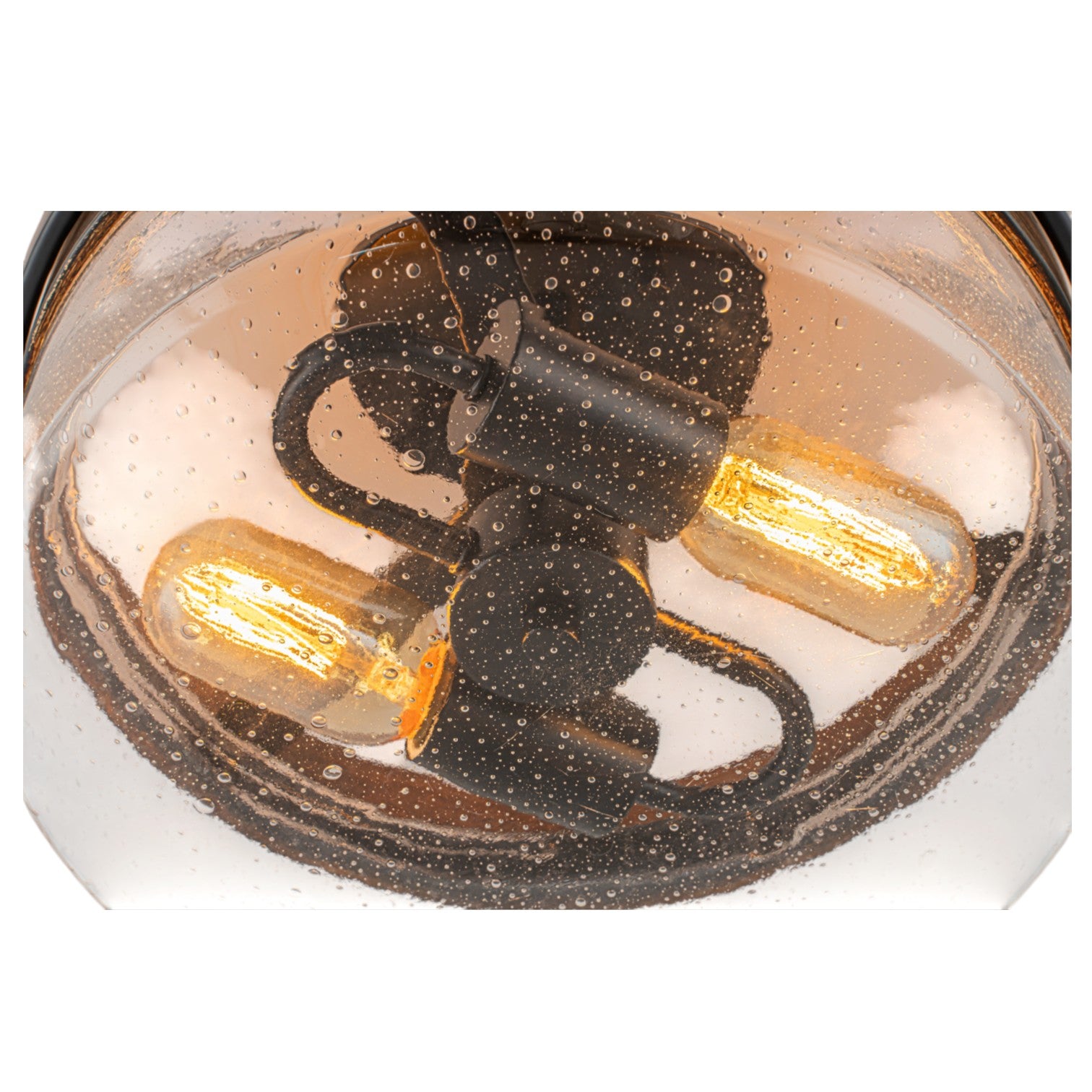 Glowlings 2-Light Farmhouse Drum Semi Flush Mount Ceiling Light with Seeded Glass Shade & Wood Grain Accent
