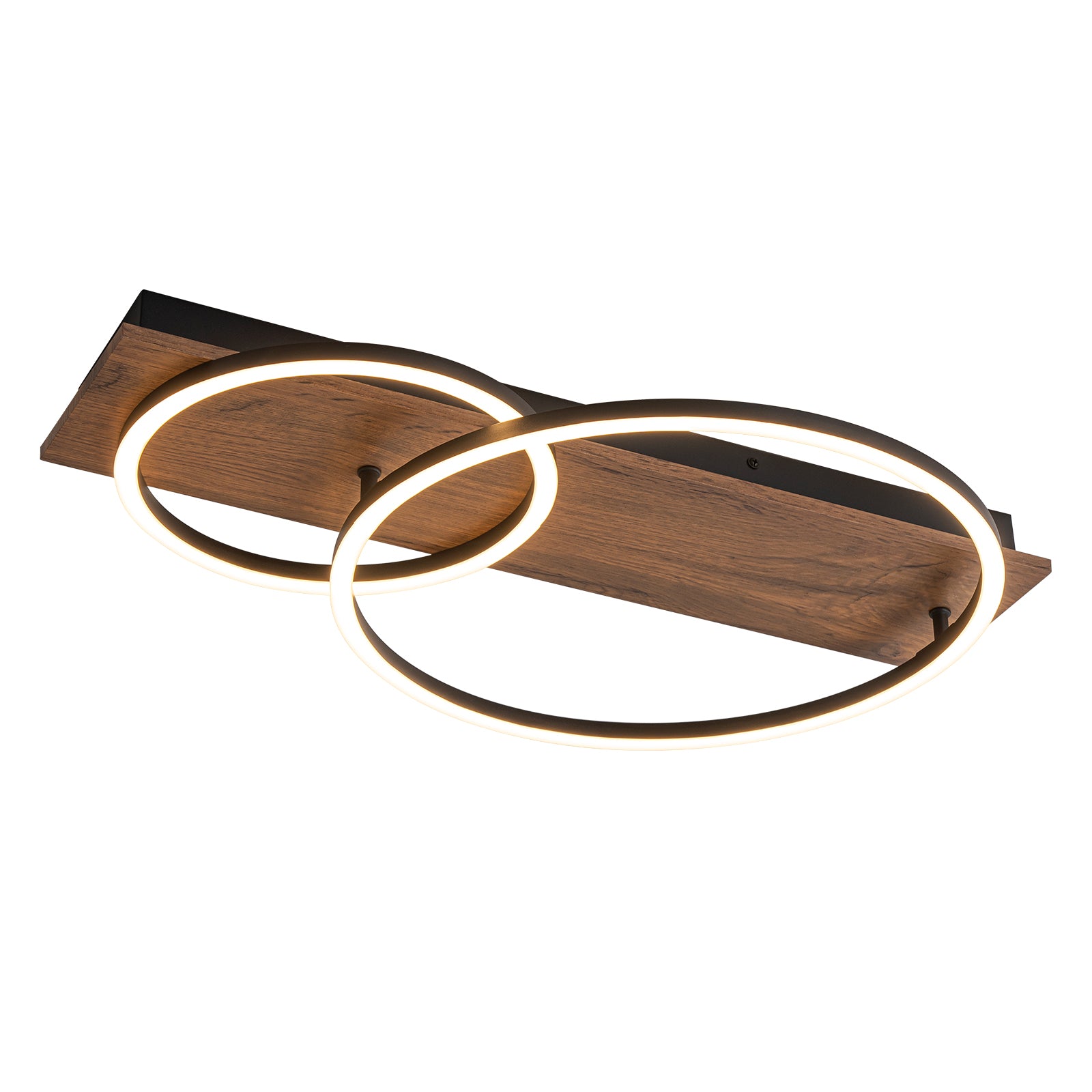 Glowlings 2-Light Farmhouse 24"Wide Round LED Circle Linear Wood Flush Mount Ceiling Light