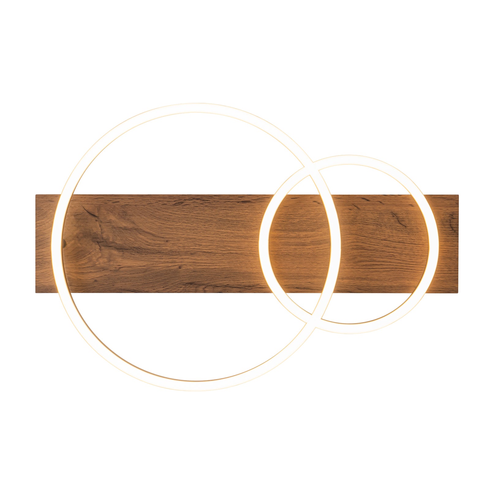 Glowlings 2-Light Farmhouse 24"Wide Round LED Circle Linear Wood Flush Mount Ceiling Light