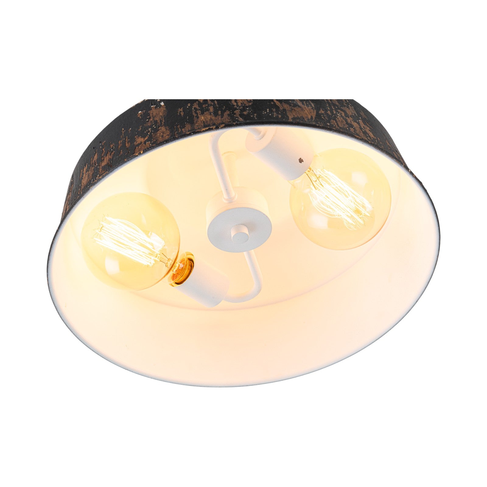 Glowlings 2-Light Industrial 14"Wide Black/Blue Antique Gold Distressing Dome Flush Mount