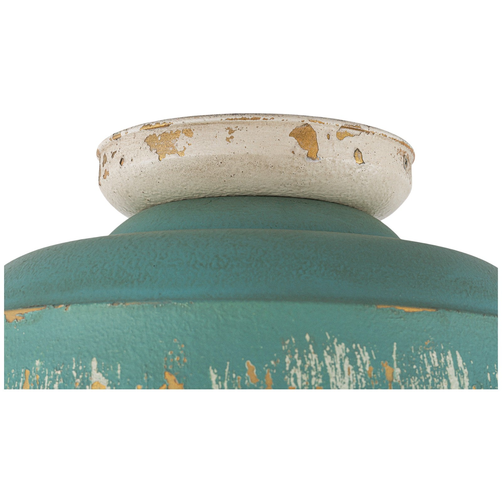 Glowlings 2-Light Industrial 14"Wide Black/Blue Antique Gold Distressing Dome Flush Mount