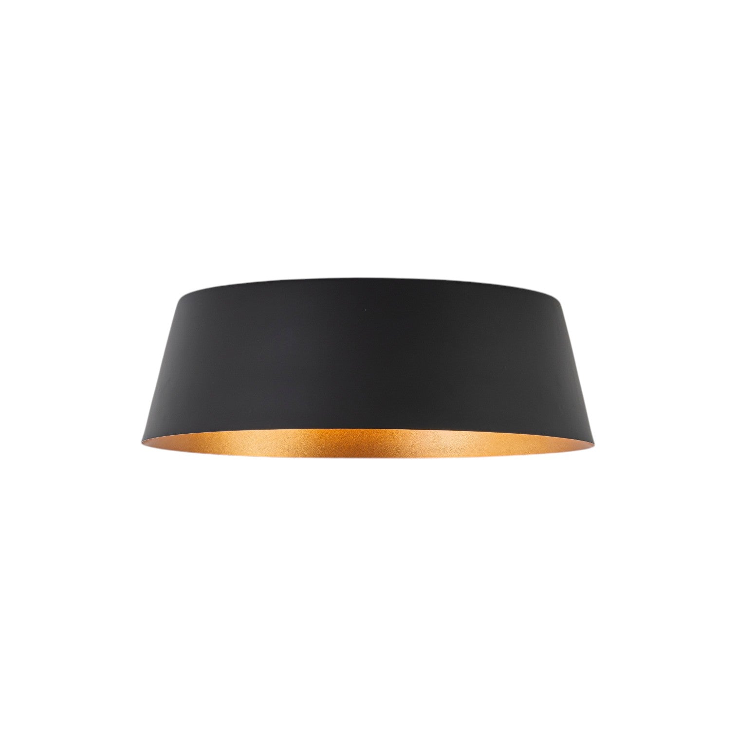 Glowlings 2-Light Industrial Black Tapered Flush Mount Ceiling Light with Brushed Gold Interior