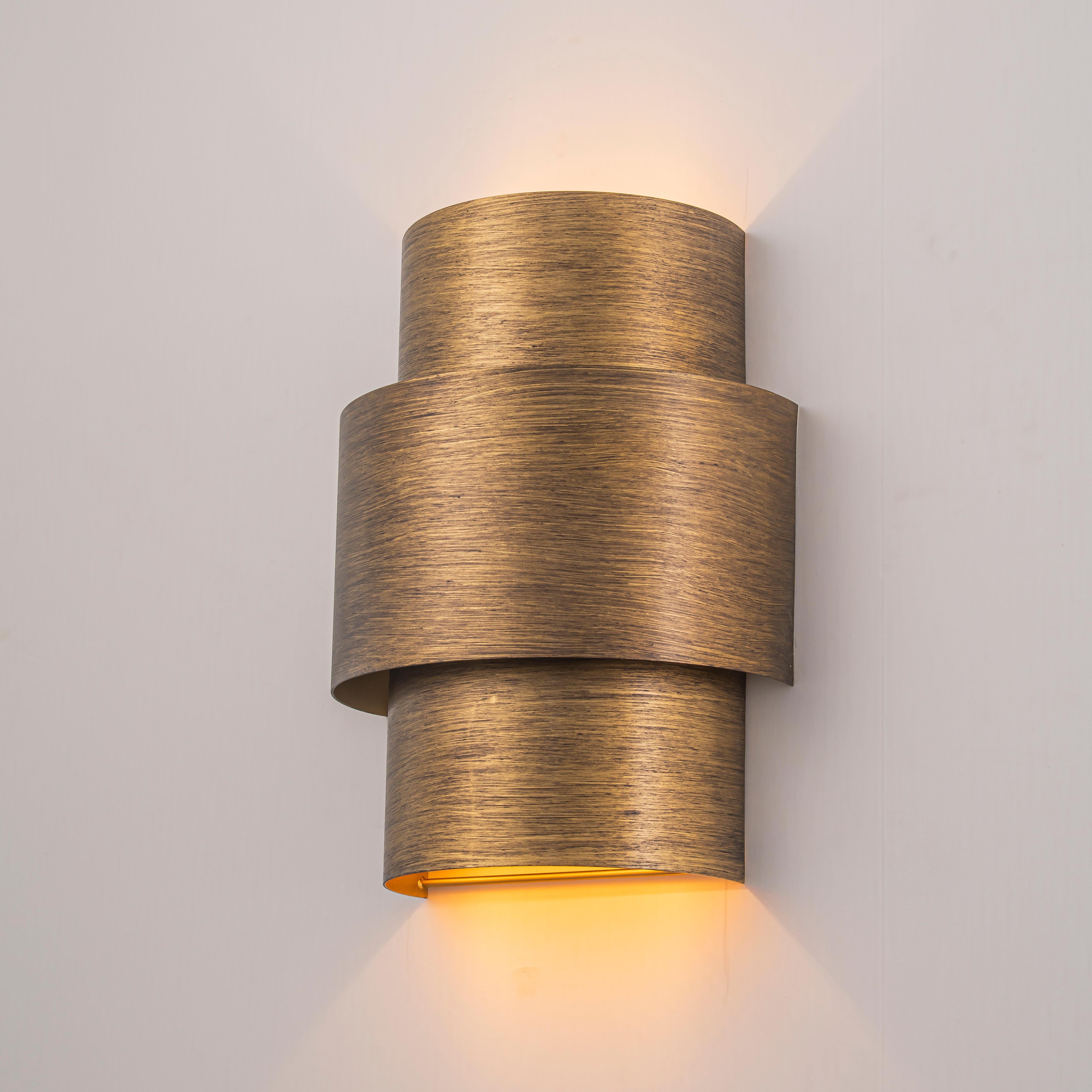 Glowlings 2-light Industrial Metal Tiered Brushed Brass Wall Sconce