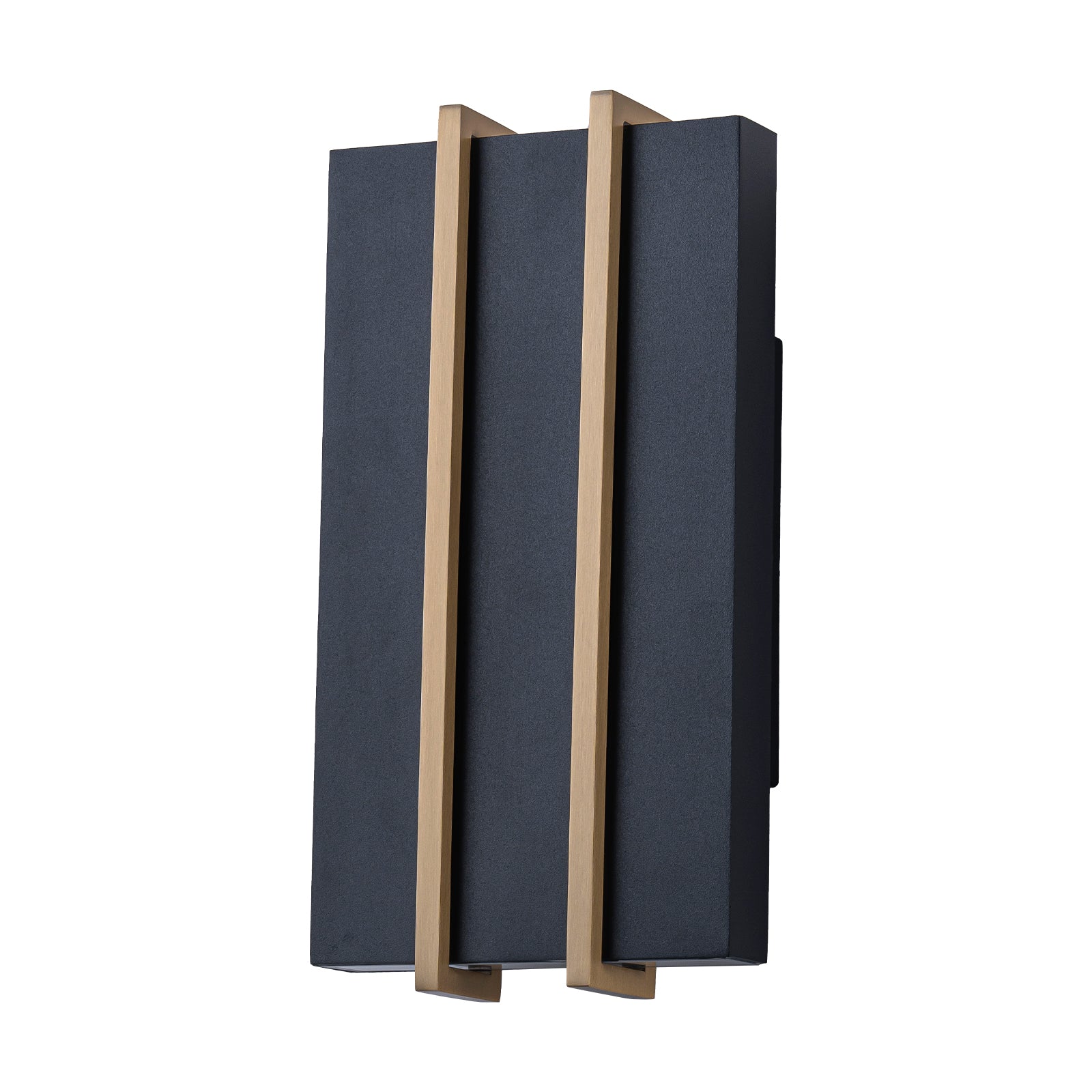 Glowlings 2-Light Modern 11"High IP54 Matte Black & Brushed Brass Rectangular LED Outdoor Wall Sconce
