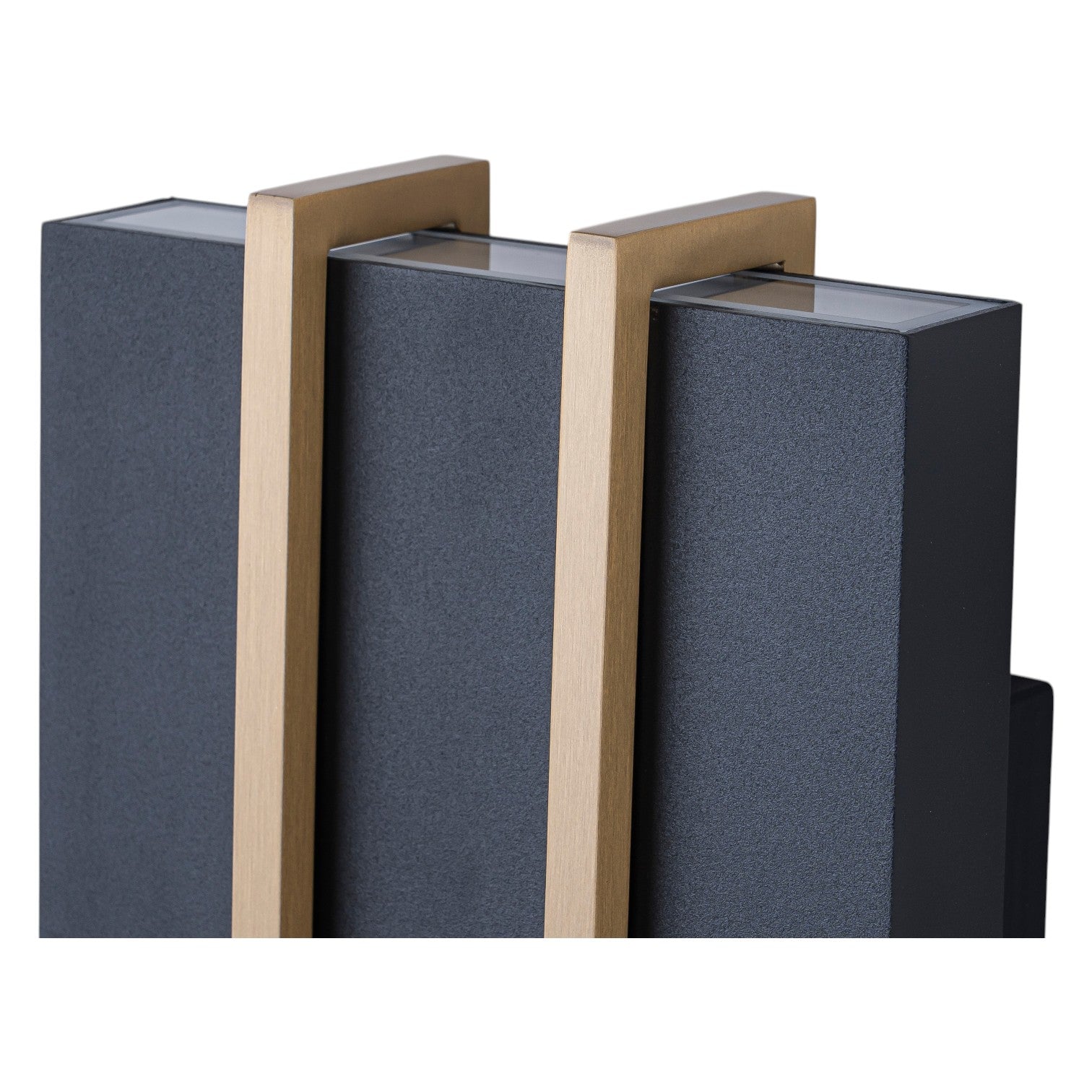 Glowlings 2-Light Modern 11"High IP54 Matte Black & Brushed Brass Rectangular LED Outdoor Wall Sconce